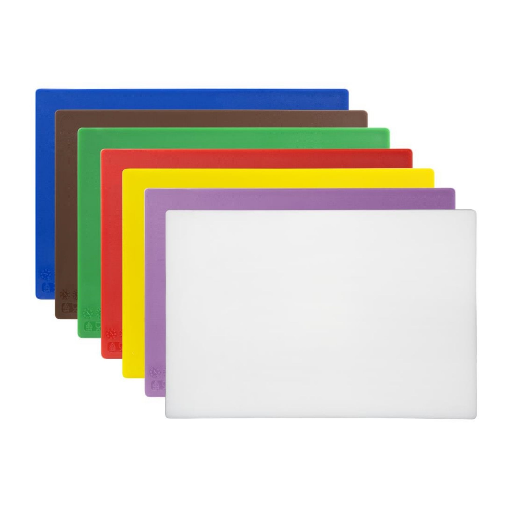 Picture of Hygiplas Low Density Chopping Board Set with Rack 450x300x10mm (Pack of 7)