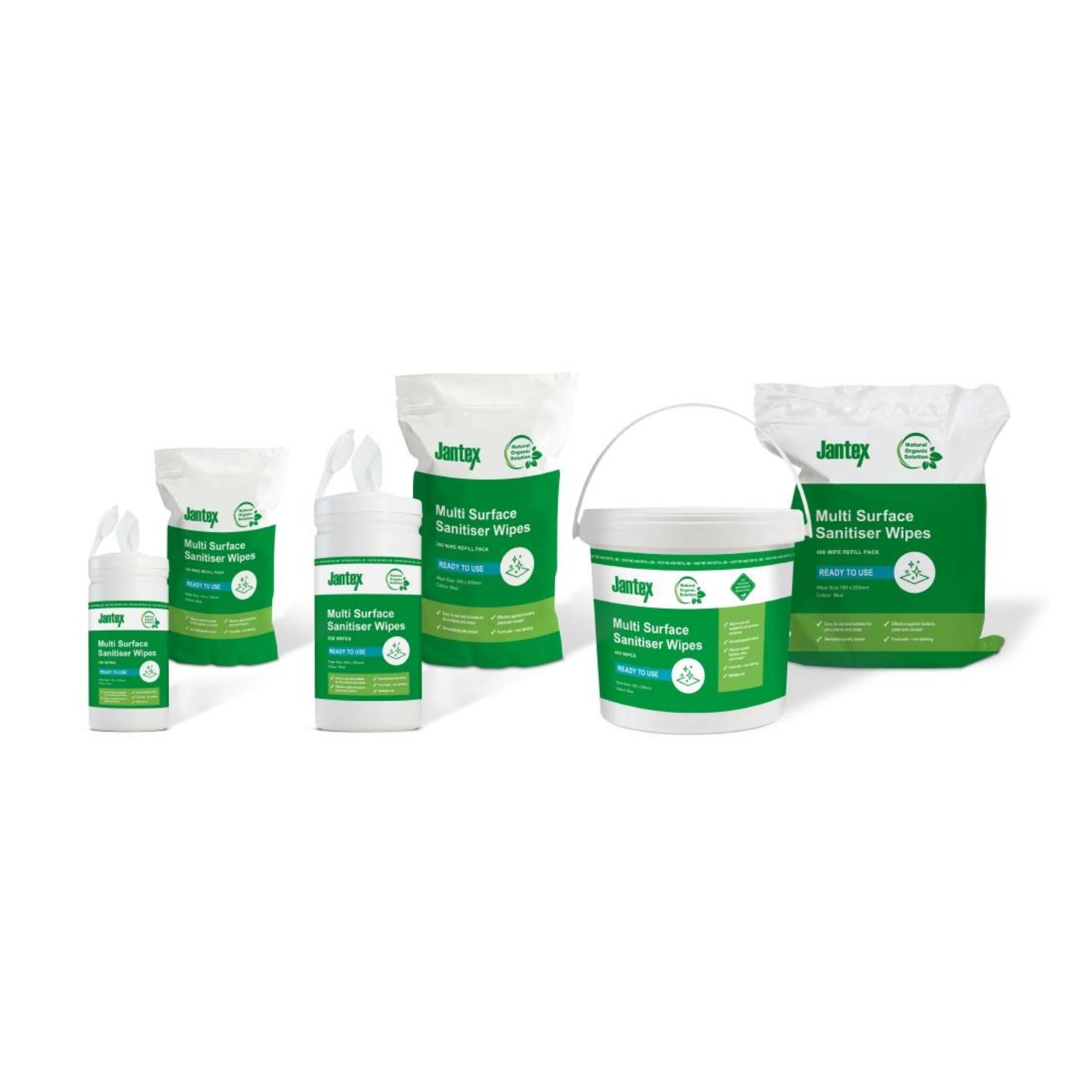 Picture of Jantex Green Sanitiser Wipes Refill Pack 130mm (Pack of 100)