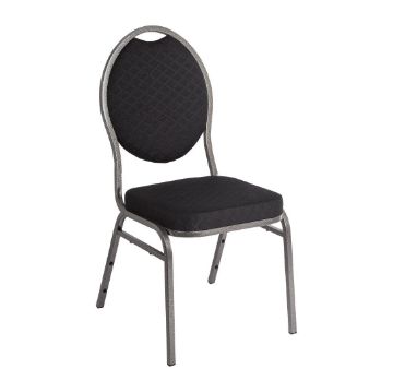 Picture of Bolero Oval Back Banquet Chairs Grey & Black (Pack of 4)