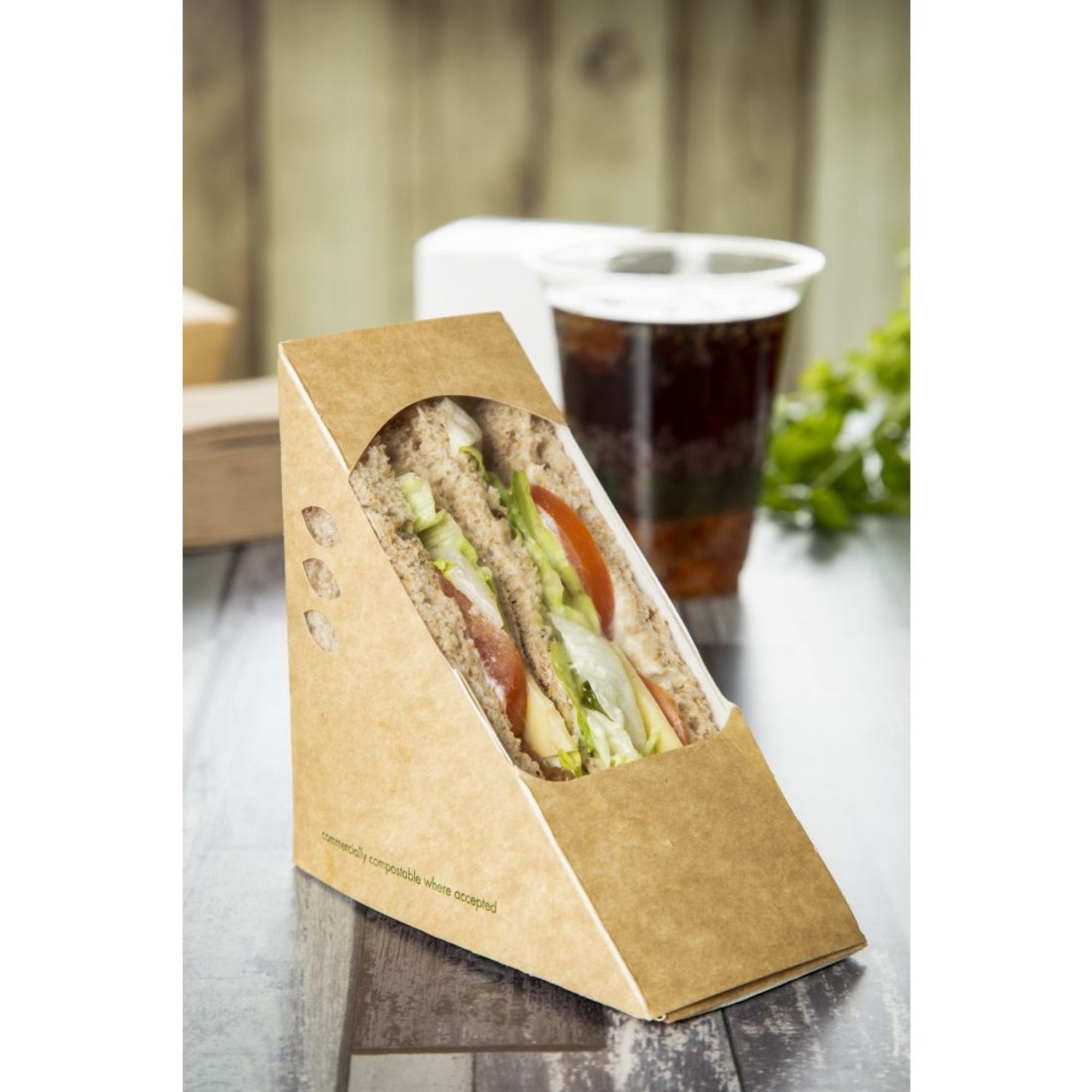 Picture of Vegware Compostable Kraft Sandwich Wedges 65mm (Pack of 500)