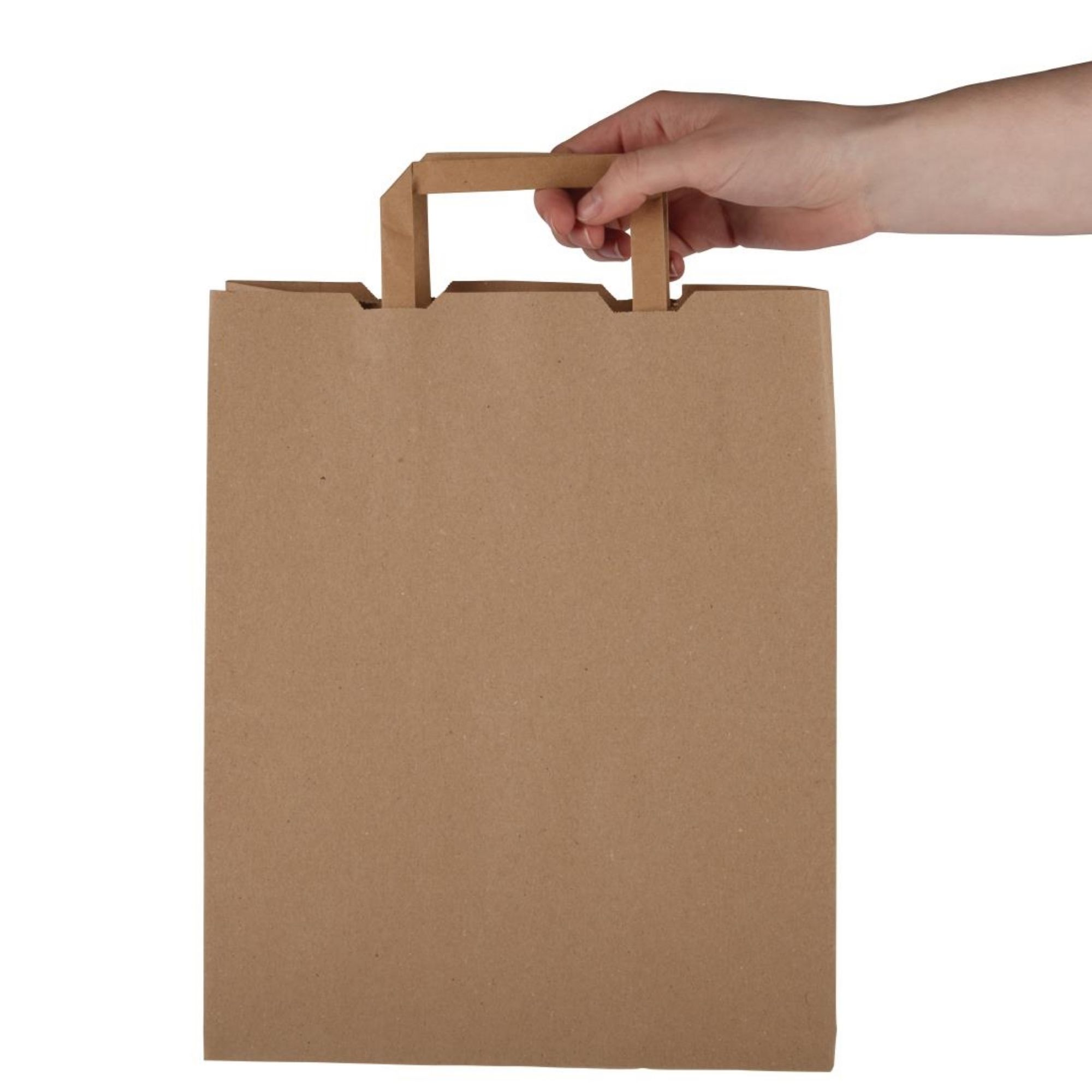 Picture of Vegware Compostable Recycled Paper Carrier Bags Large (Pack of 250)