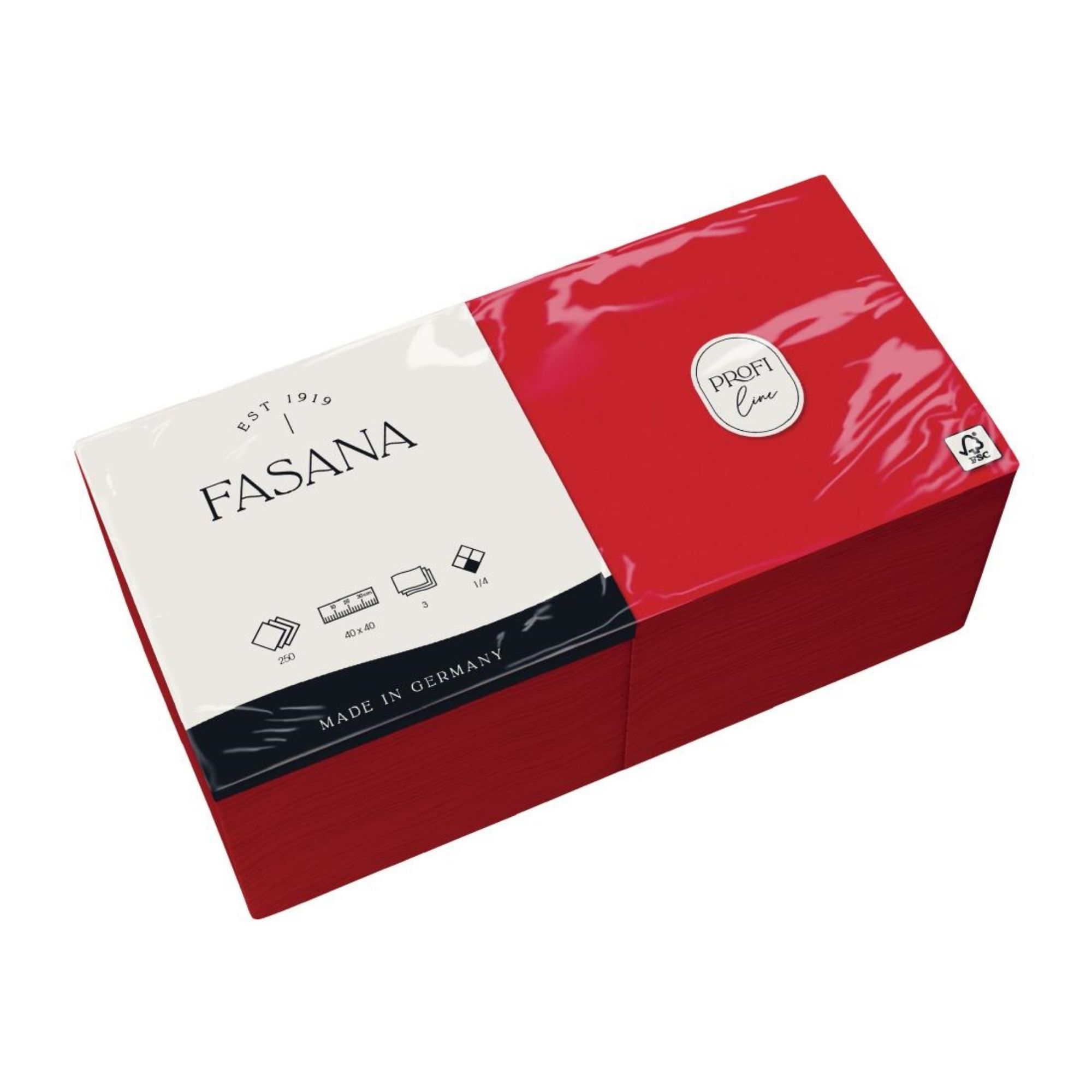 Picture of Fasana Dinner Napkin Red 40x40cm 3ply 1/4 Fold (Pack of 1000)