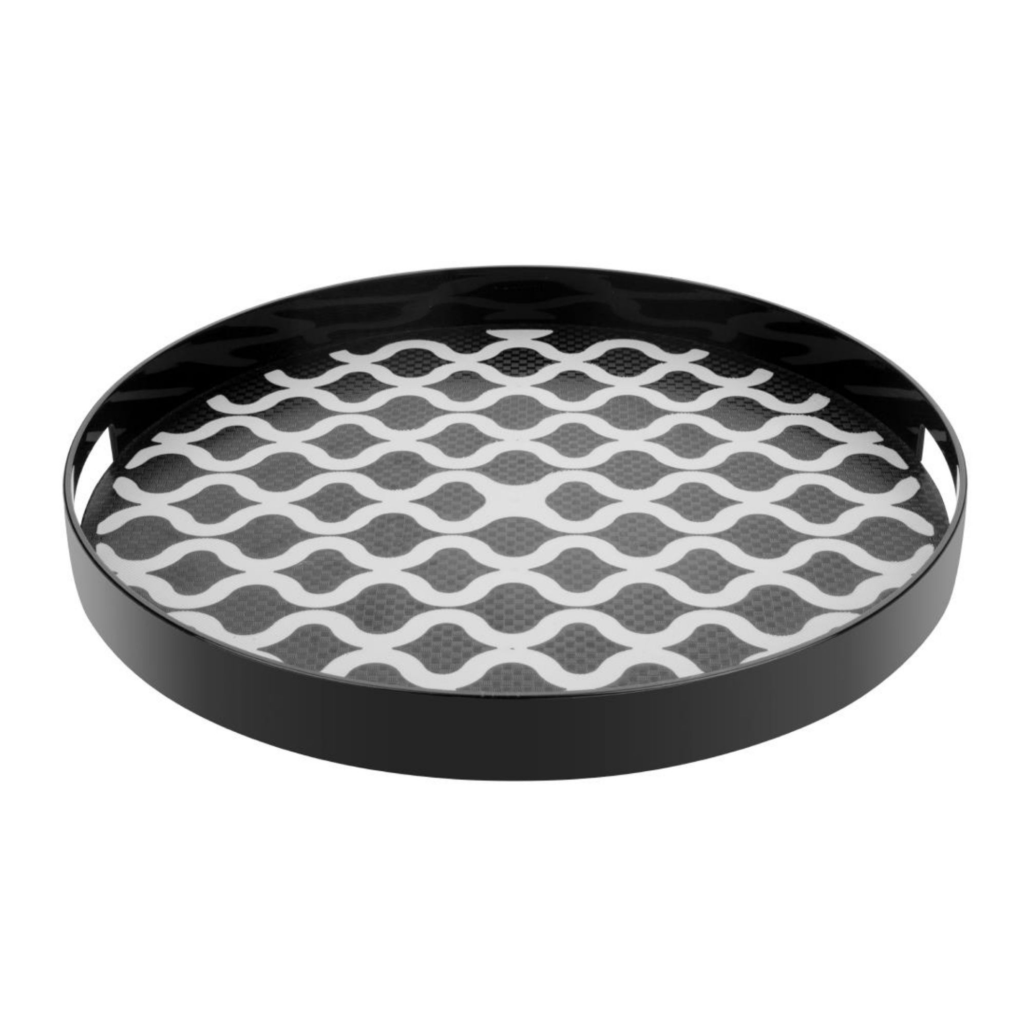 Picture of Olympia Kristallon Polycarbonate Round Non Slip Tray with Handles 405mm - DP666