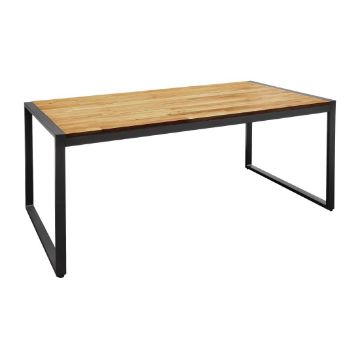 Picture of Bolero Acacia Wood and Steel Rectangular Industrial Table 1800mm