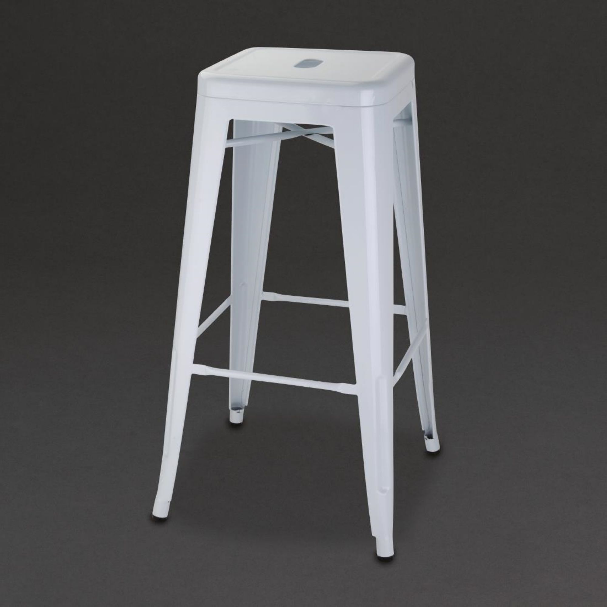 Picture of Bolero Bistro Galvanised Steel High Stools White (Pack of 4) - DM763