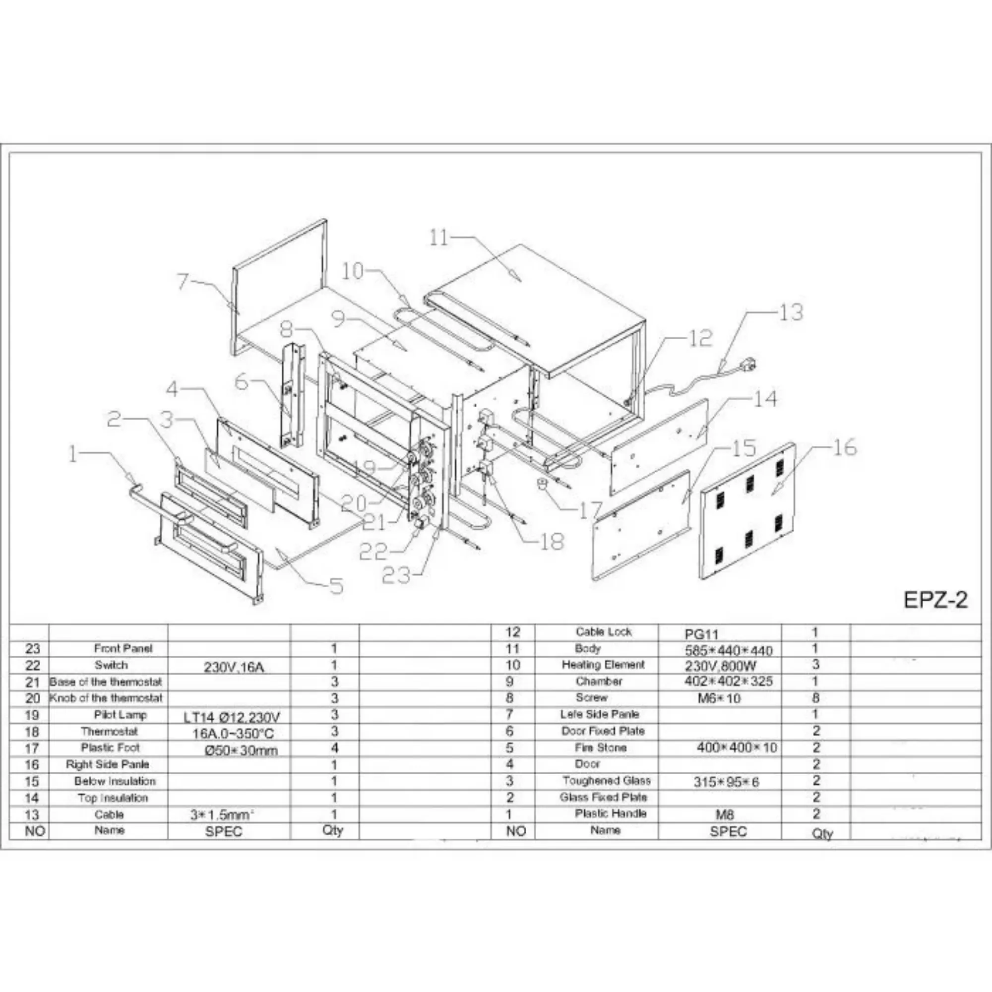 Picture of CombiSteel Pizza Oven Double 2x1 5.4 Litre