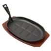 Picture of Olympia Cast Iron Oval Sizzler with Wooden Stand 28cm - CC310
