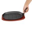 Picture of Olympia Cast Iron Oval Sizzler with Wooden Stand 28cm - CC310