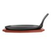 Picture of Olympia Cast Iron Oval Sizzler with Wooden Stand 28cm - CC310