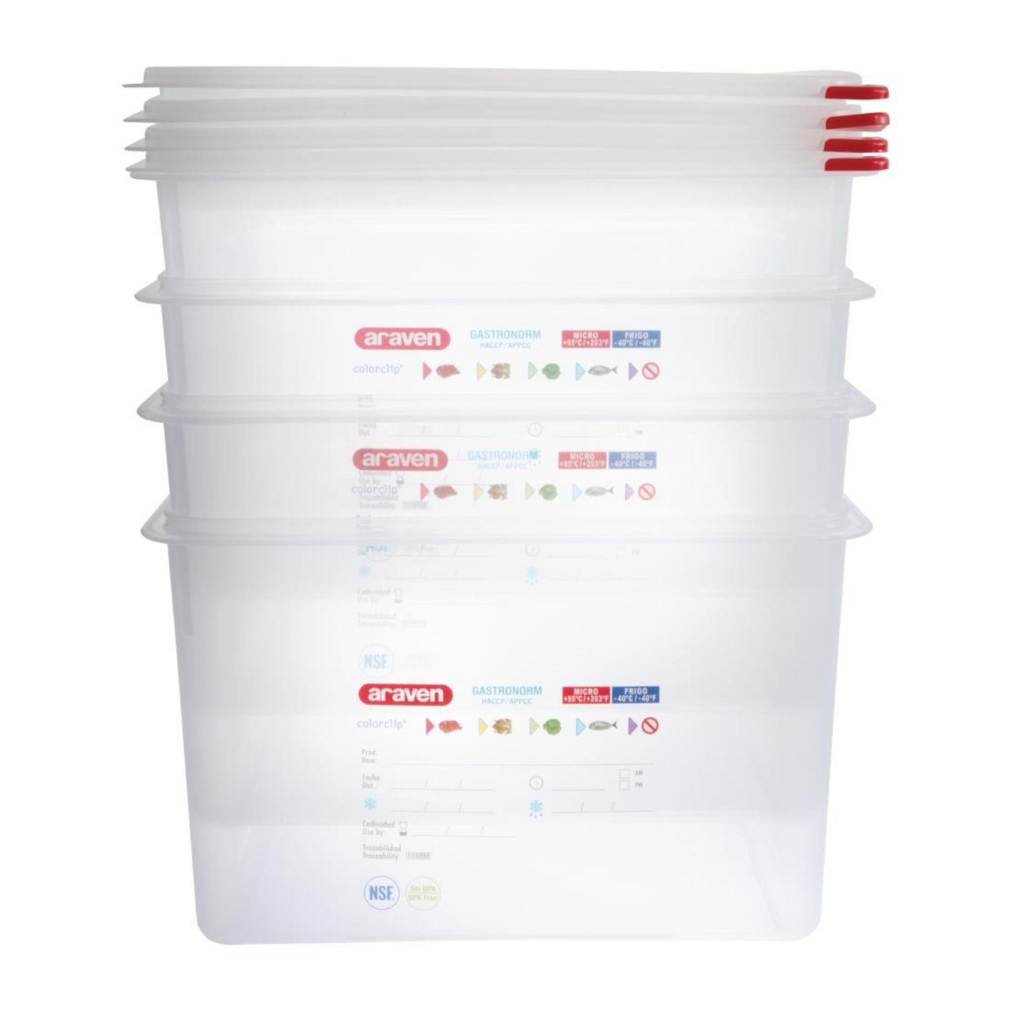 Picture of Araven Polypropylene 1/1 Gastronorm Food Storage Box 28Ltr (Pack of 4)