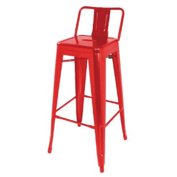Picture of Bolero Bistro Steel High Stool With Backrest Red (Pack of 4)