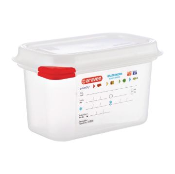 Picture of Araven Polypropylene 1/9 Gastronorm Food Storage Container 1Ltr (Pack of 4)