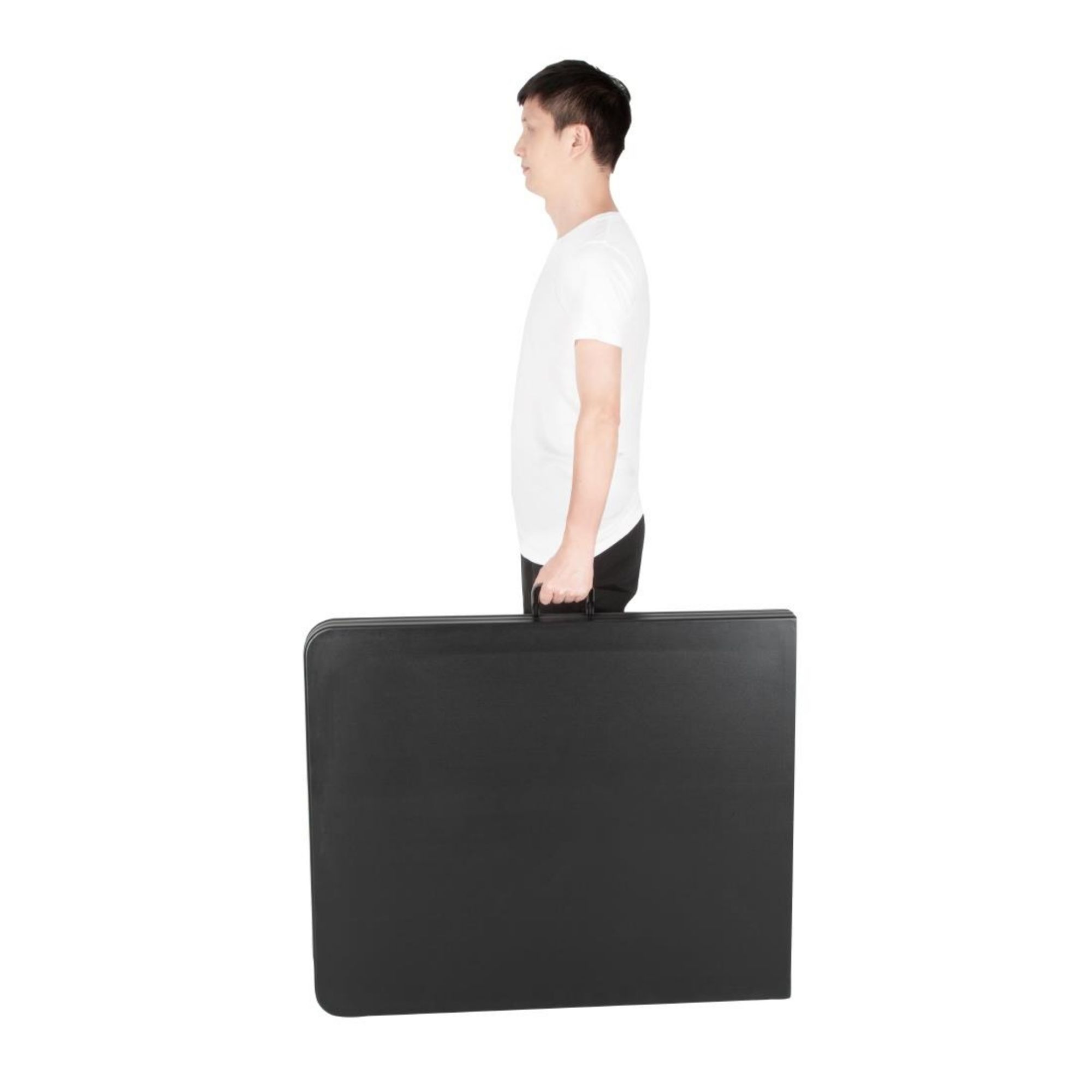 Picture of Bolero Rectangular Centre Folding Utility Table Black 6ft (Single)