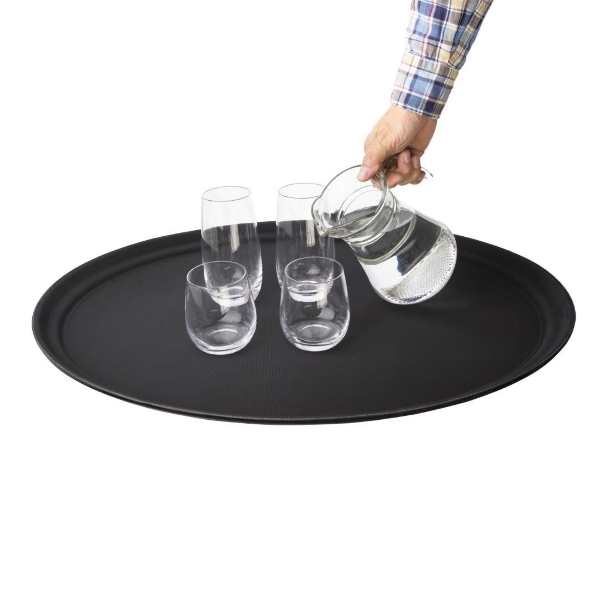 Picture of Olympia Kristallon Polypropylene Oval Non-Slip Tray Black 685mm