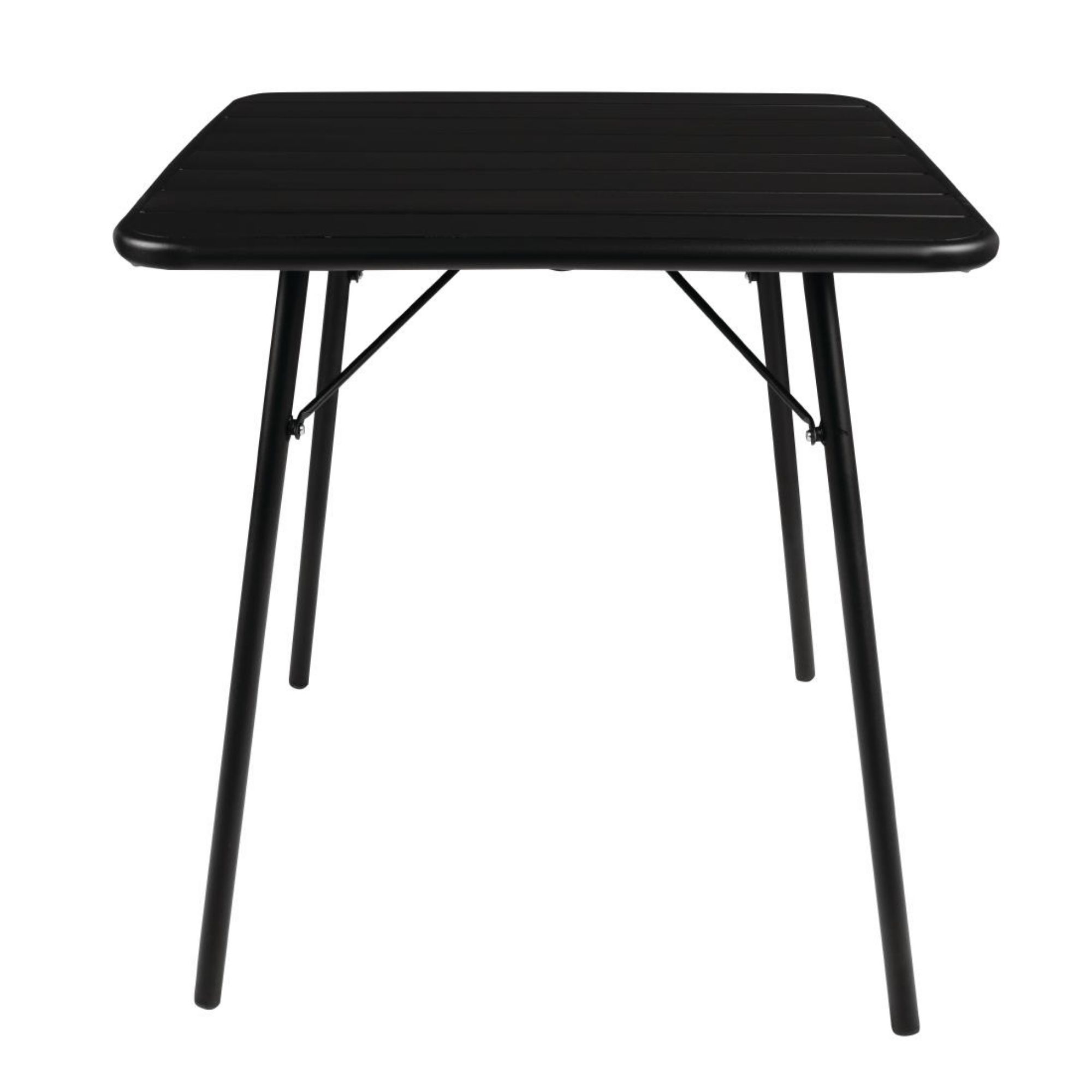 Picture of Bolero Square Slatted Steel Table Black 700mm