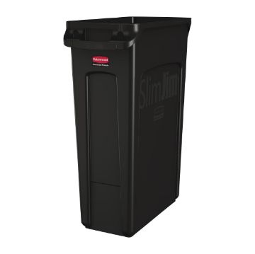 Picture of Rubbermaid Slim Jim Bin with Venting Channels Black 87Ltr