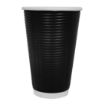 Picture of Fiesta Recyclable Ripple Wall Takeaway Coffee Cups Black 455ml / 16oz (Pack of 500) - CM545