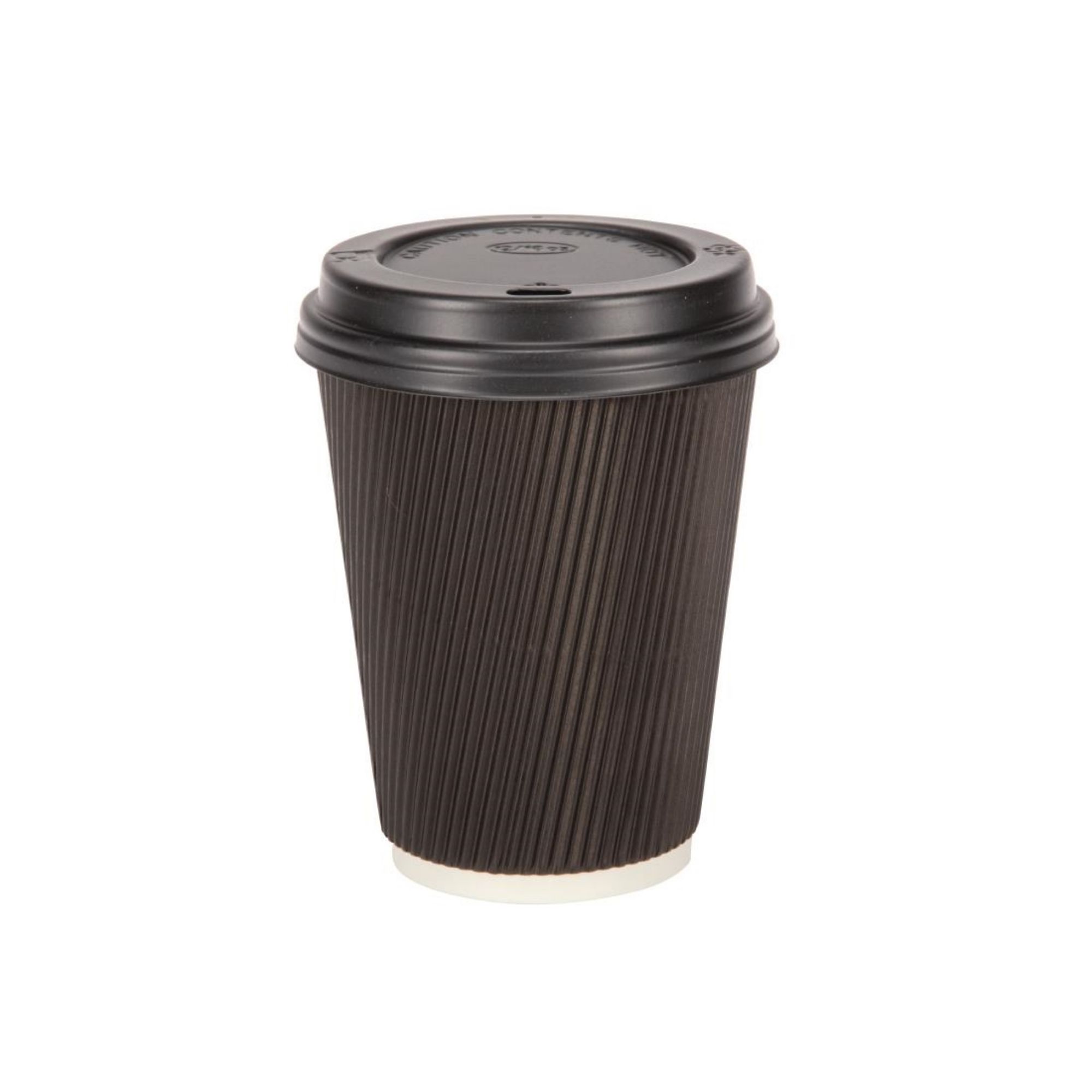 Picture of Fiesta Recyclable Coffee Cups Ripple Wall Black 340ml / 12oz (Pack of 25)