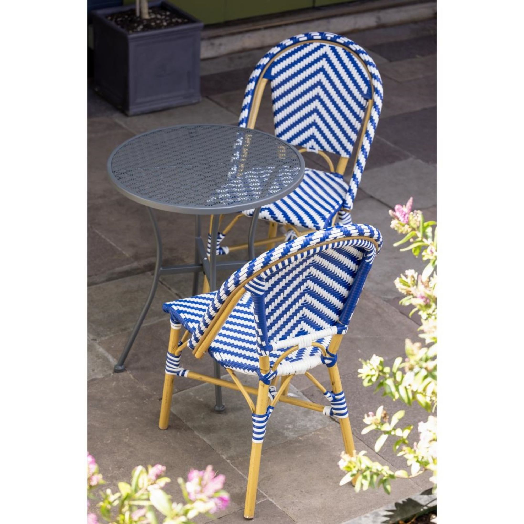 Picture of Bolero Parisian Style Rattan Side Chair Blue (Pack of 2)