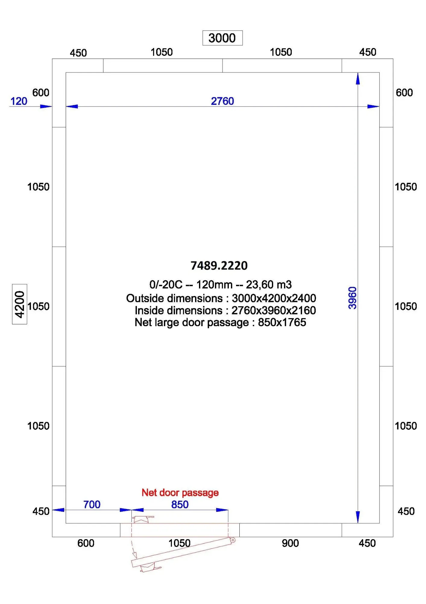 Picture of CombiSteel Coldroom 3000X4200X2400 23,6 m3 - 7489.2220