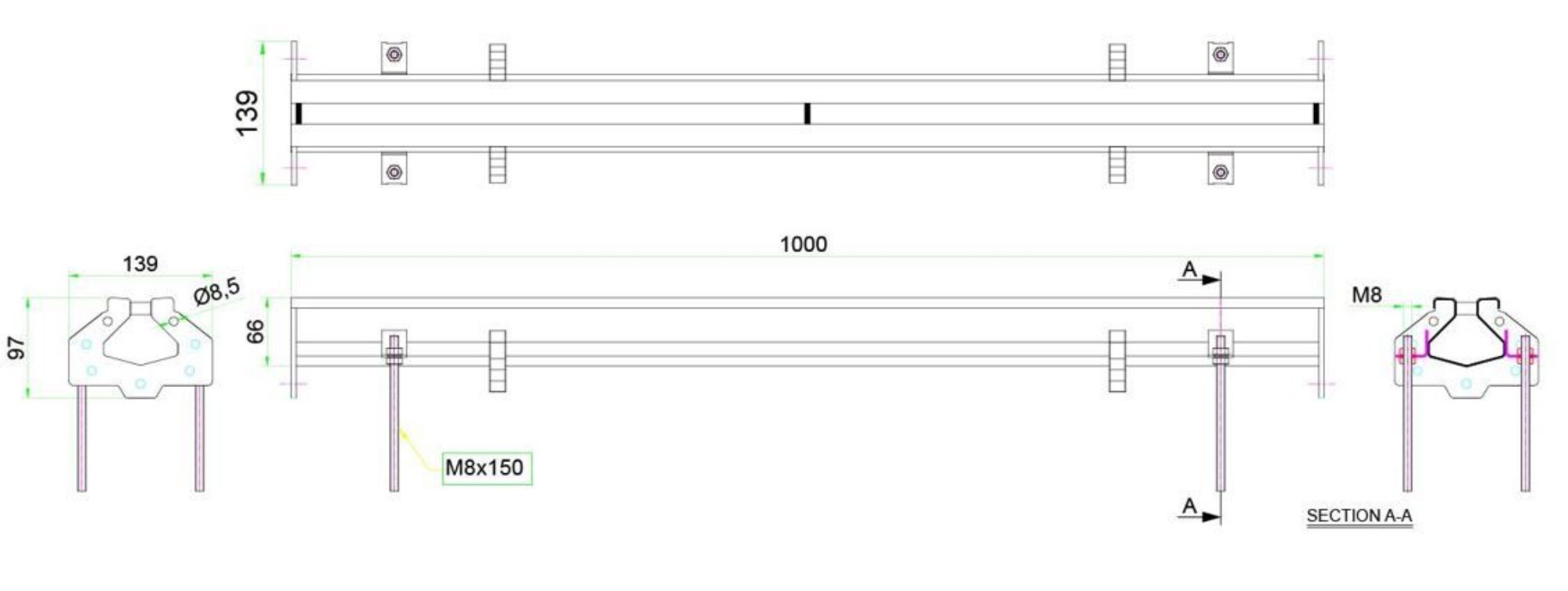 Picture of CombiSteel Connectable Stainless Steel Slotted Channel 1000X65