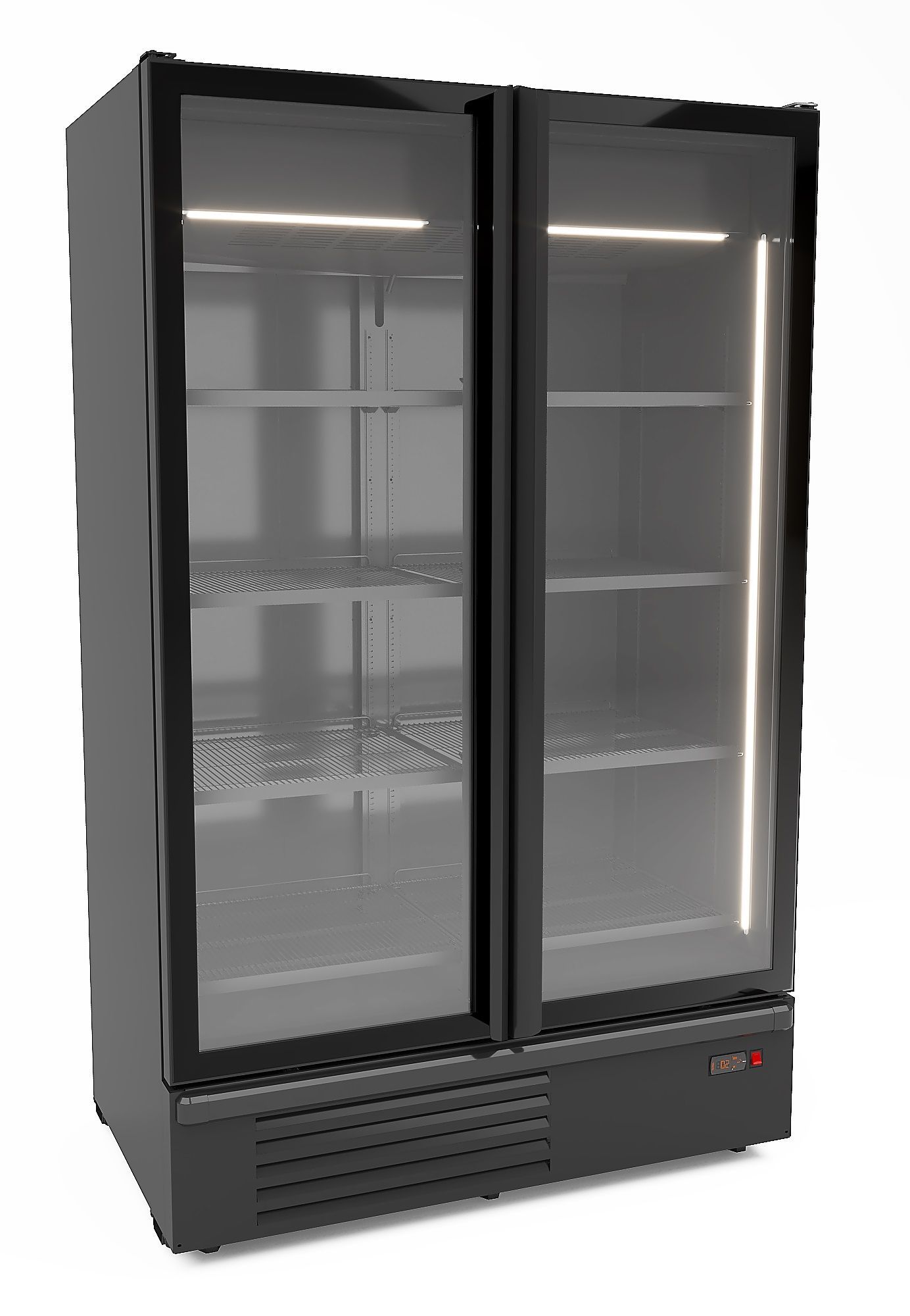Picture of CombiSteel 2 Glass Door Freezer Black 1230L - 7072.1140