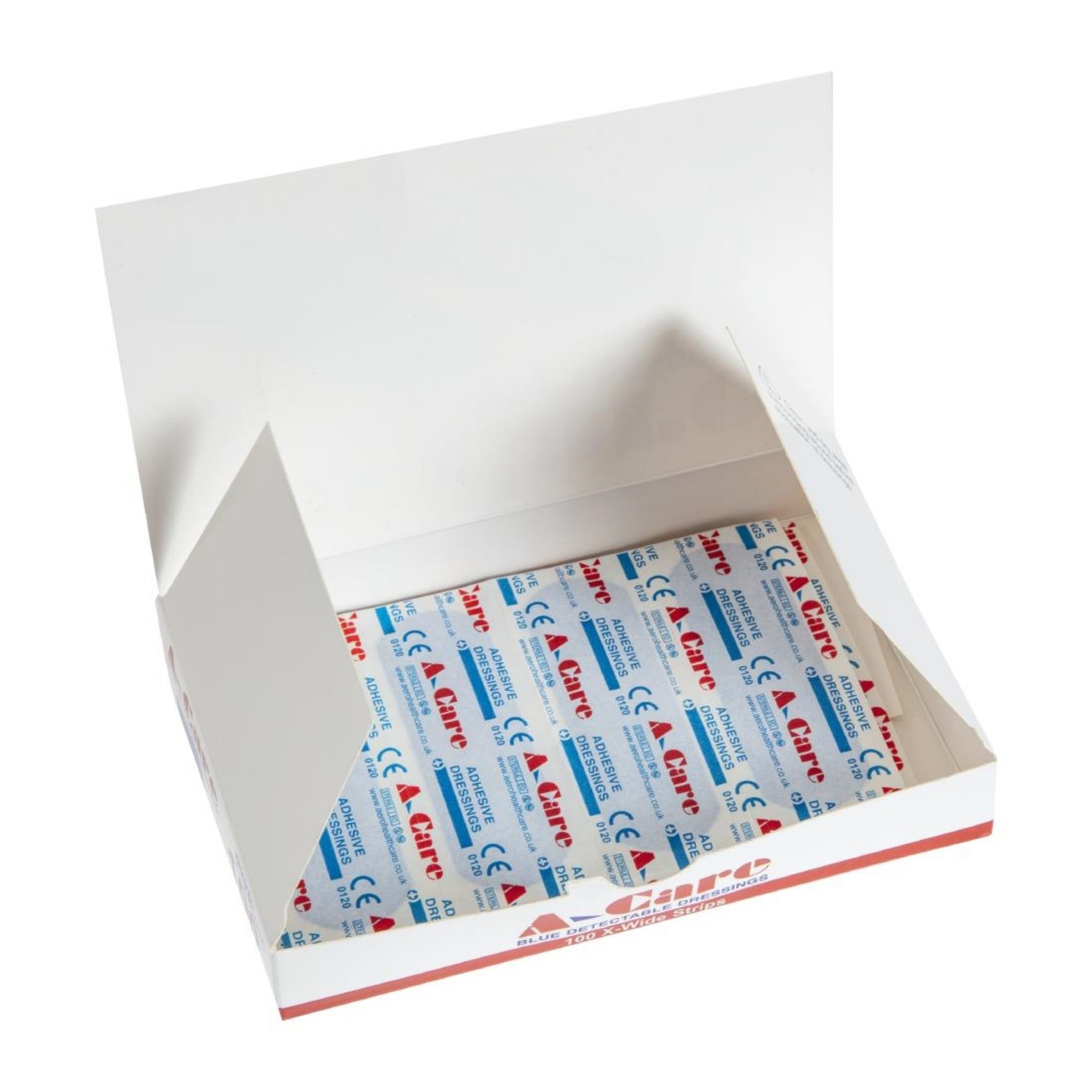 Picture of A-care detectable blue plasters extra wide strip 75X25MM (100 Pack)