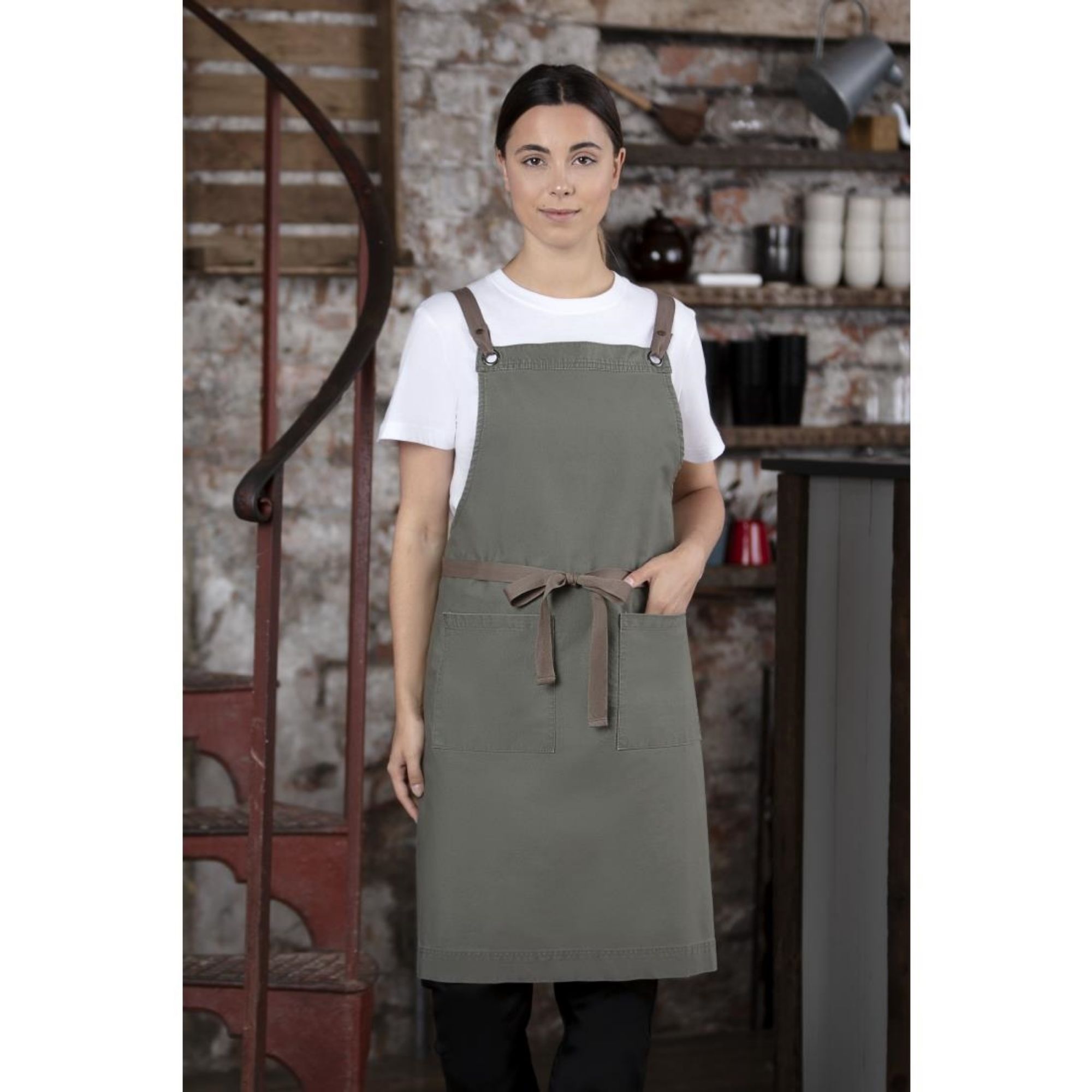 Picture of Southside Cotton Canvas Bib Apron Khaki - BB684