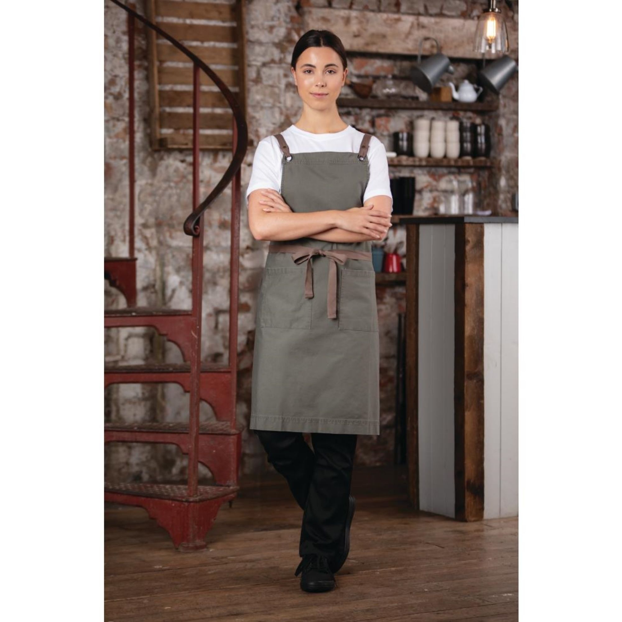 Picture of Southside Cotton Canvas Bib Apron Khaki