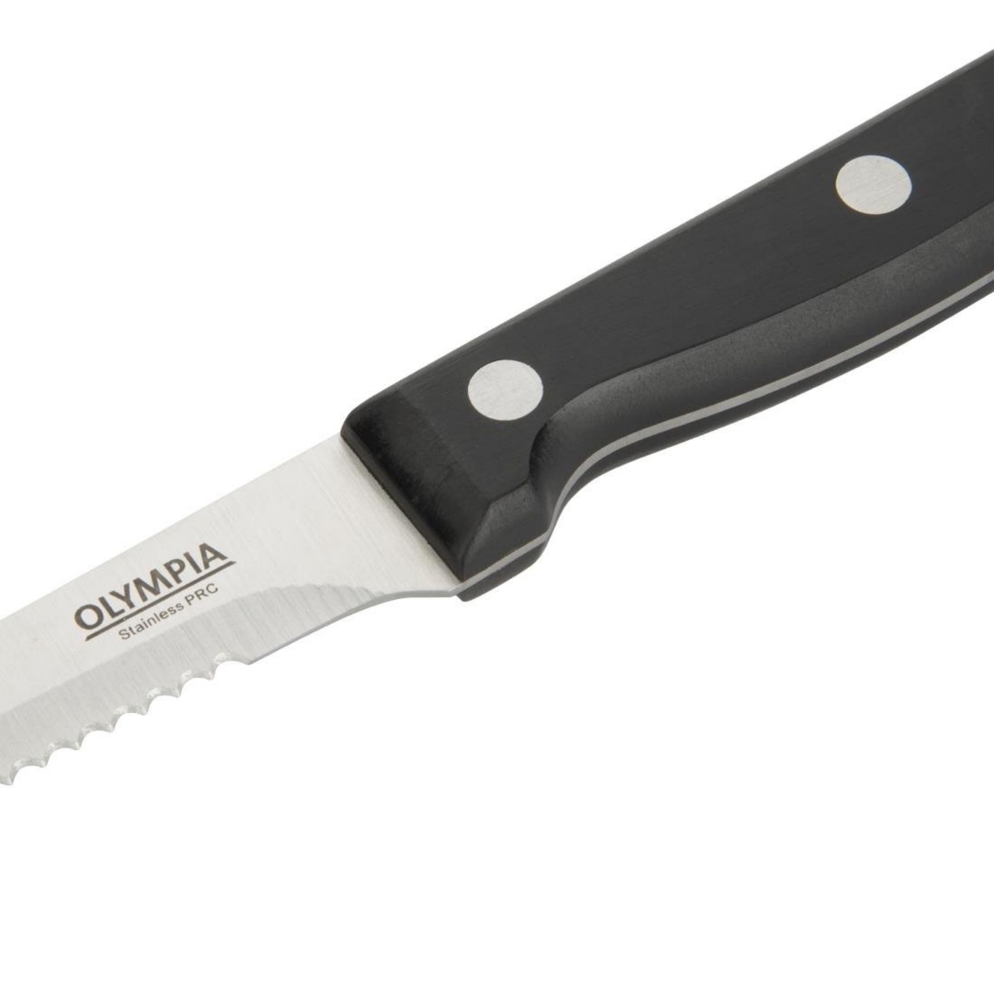 Picture of Olympia Serrated Steak Knives Black Handle (12 Pack)