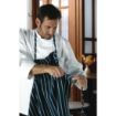 Picture of Chef Works Premium Woven Bib Apron Navy and White Stripe - B249