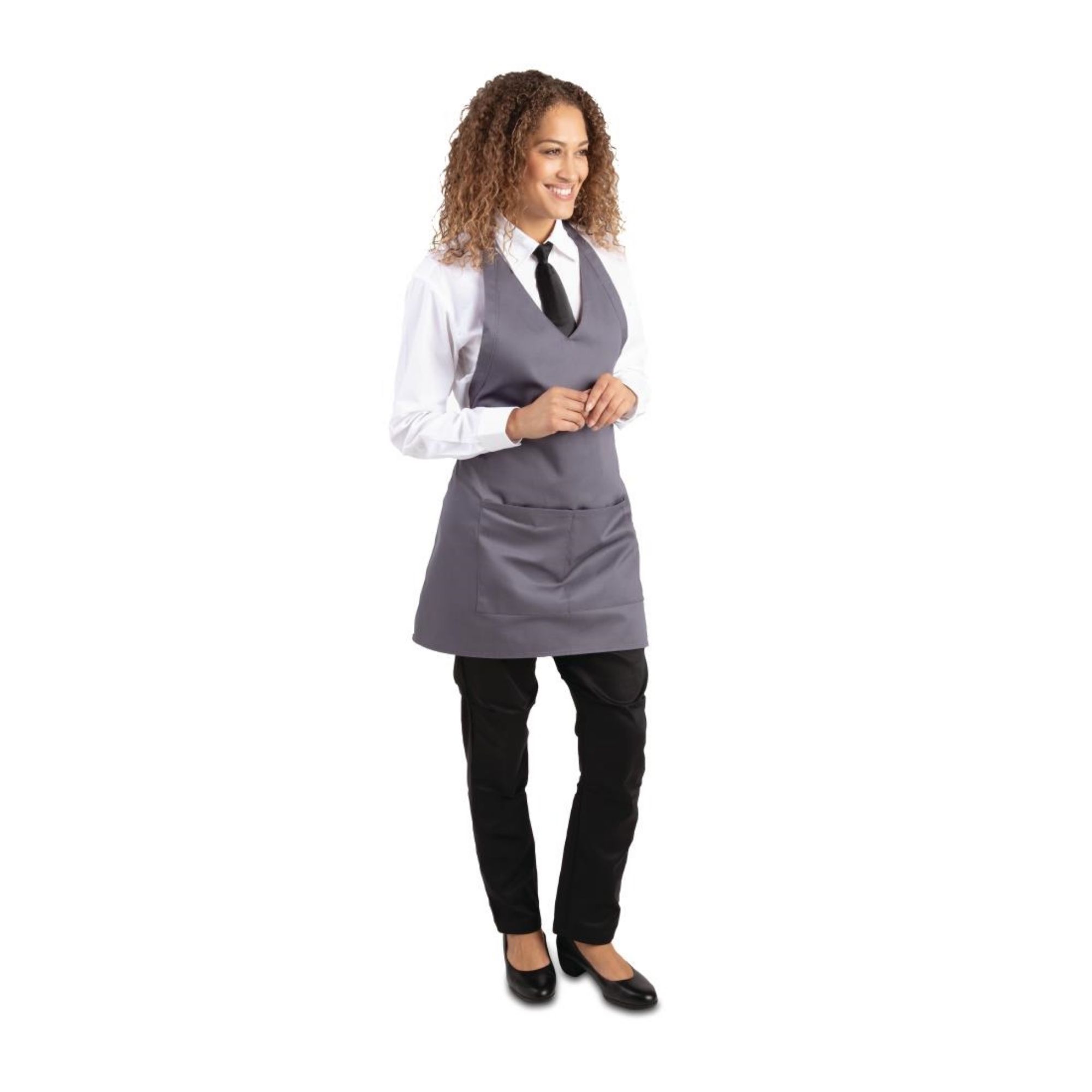 Picture of Whites V Neck Service Apron Charcoal