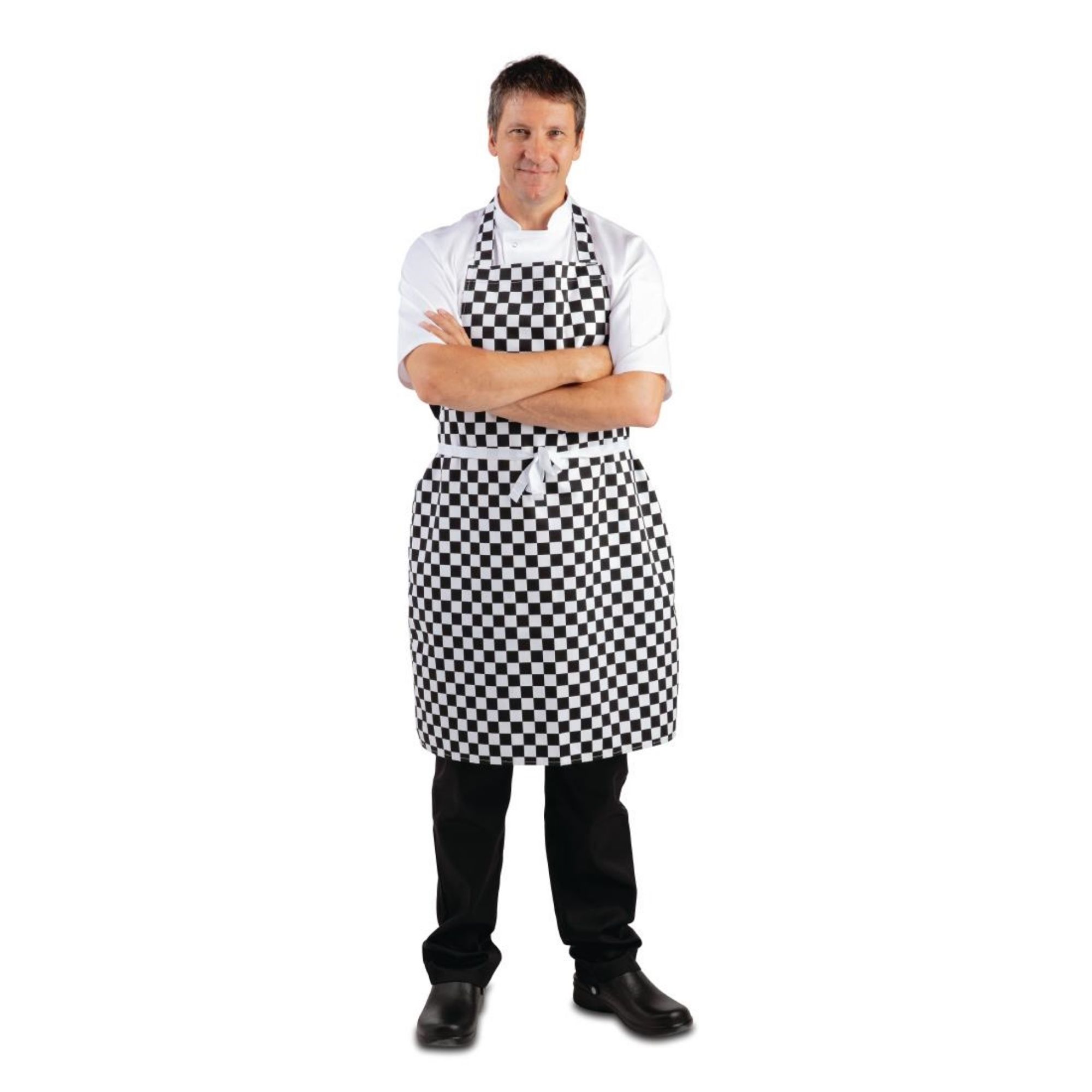Picture of Whites Bib Apron Black and White Check