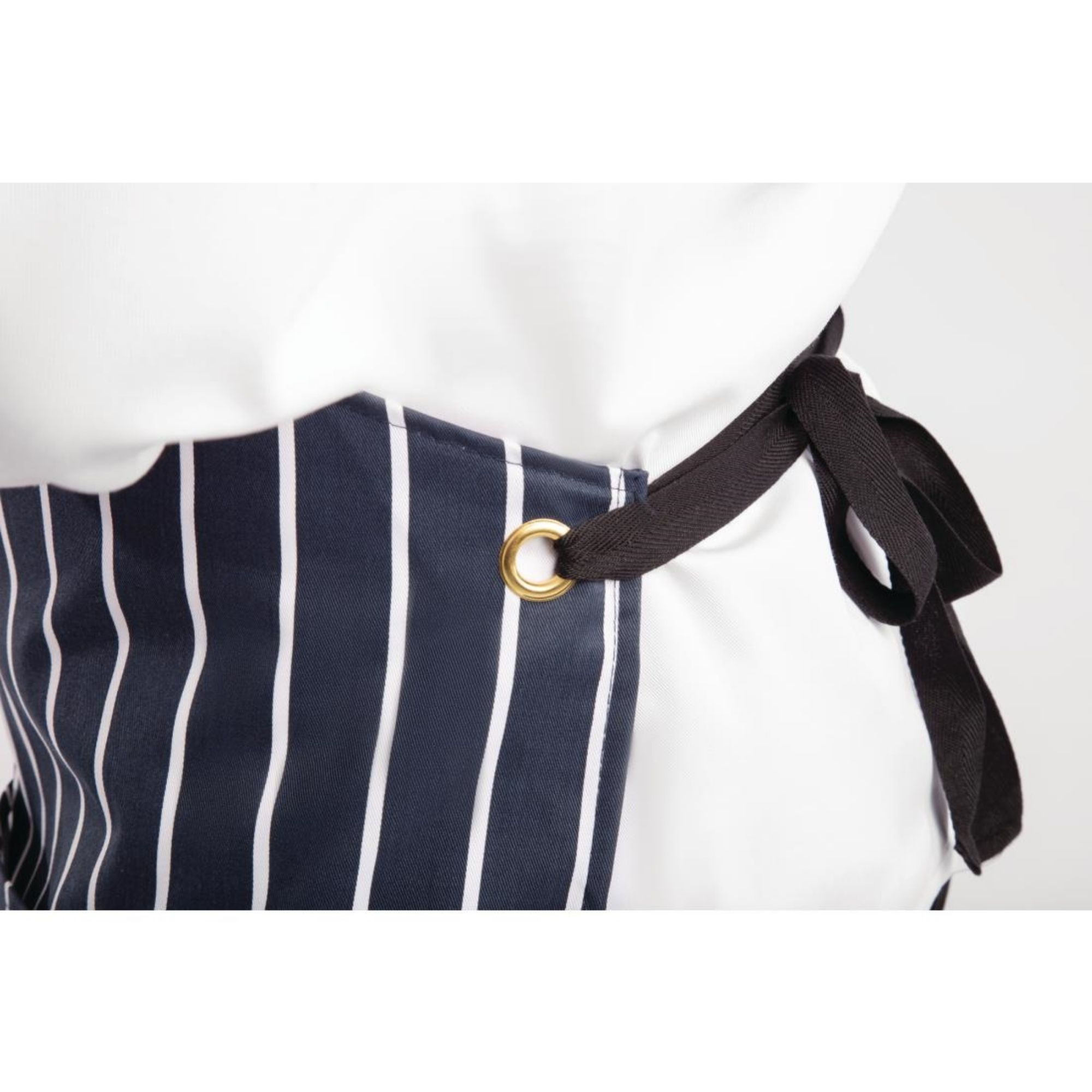 Picture of Whites Butchers Apron Navy Stripe with Pocket