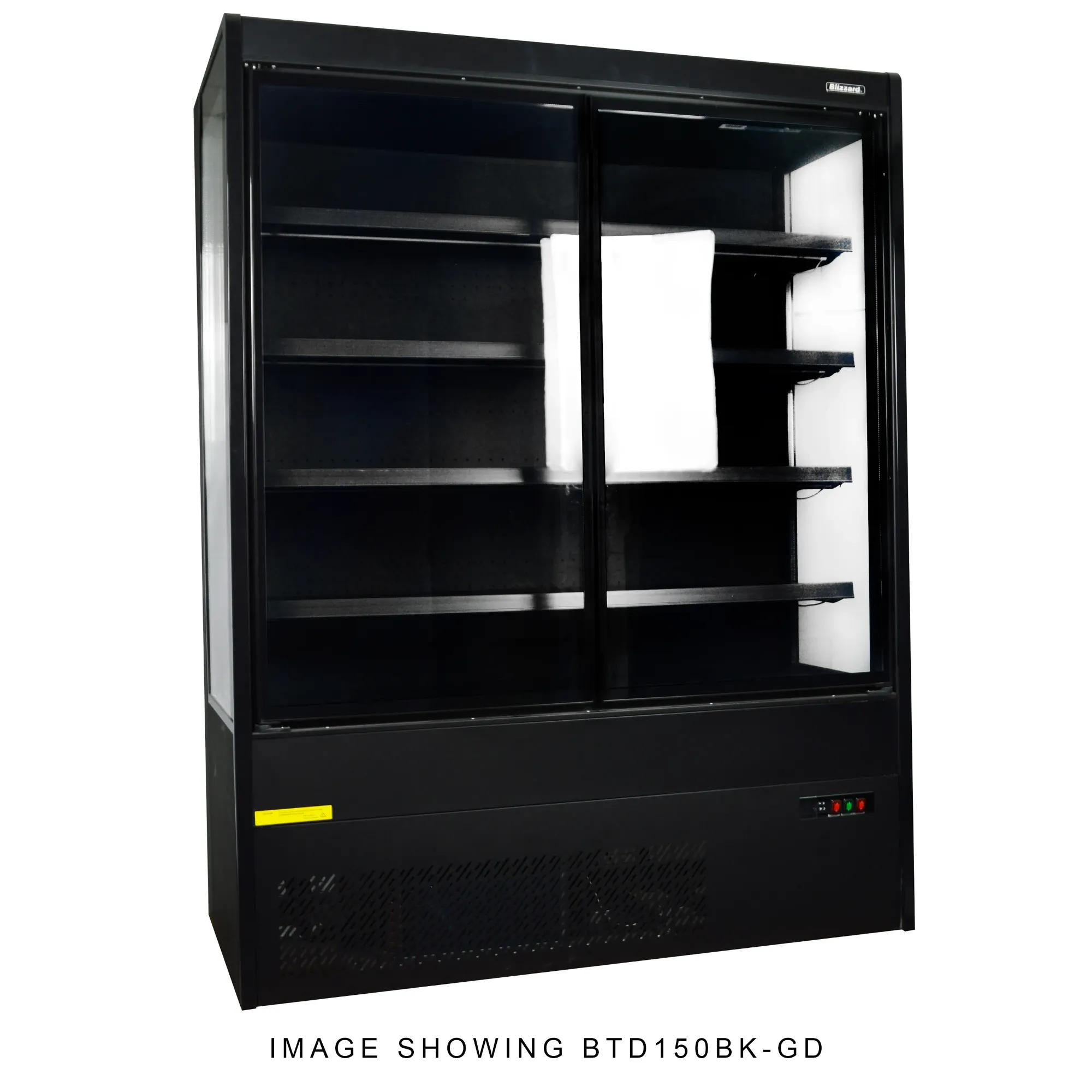 Picture of Blizzard BTD200BK-GD Black Tiered Display With Sliding Glass Doors