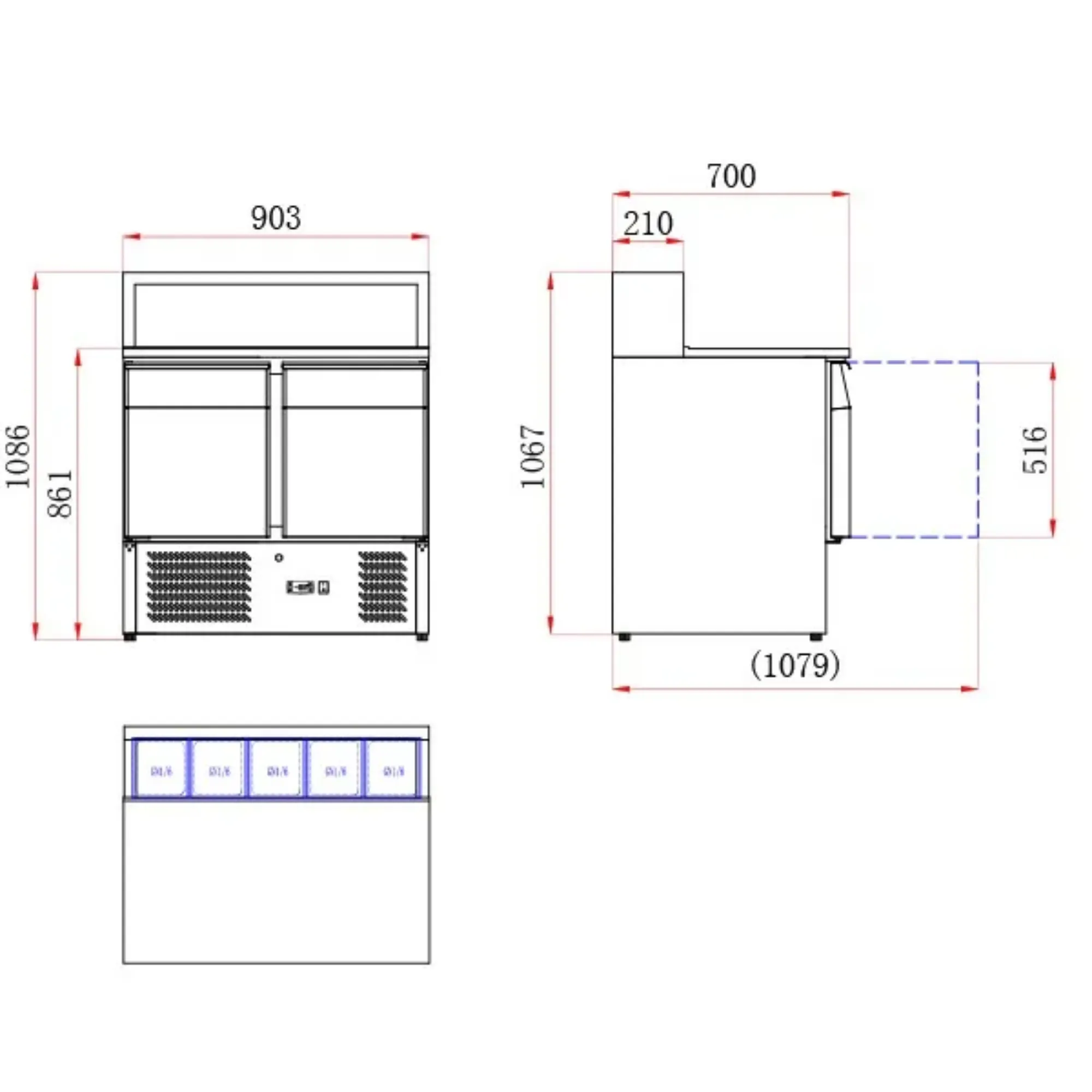 Picture of BLIZZARD Blizzard Compact Double Door Refrigerated Pizza Prep Counter BCC2PREPGRANITE