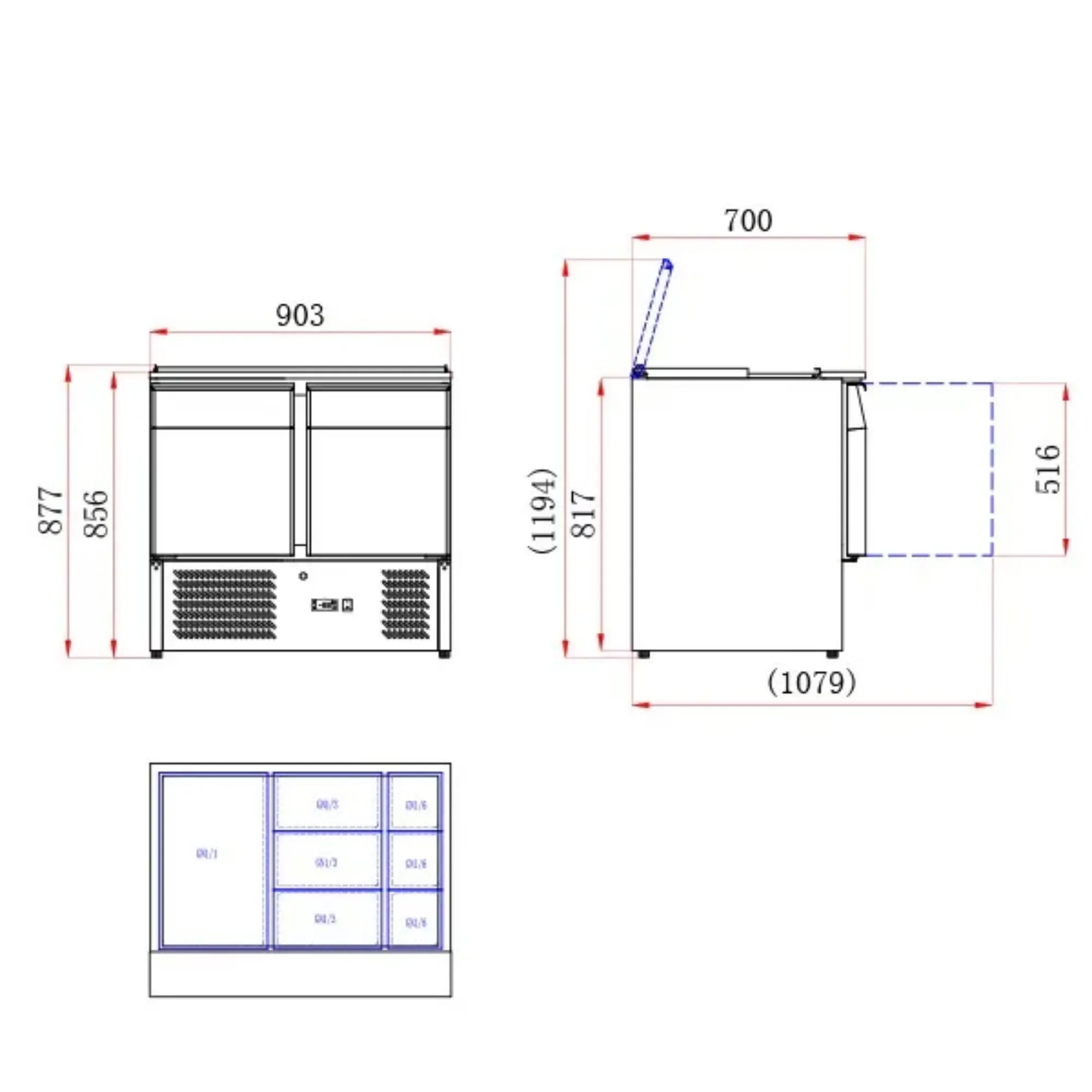 Picture of BLIZZARD Compact Double Door Refrigerated Saladette BSP2