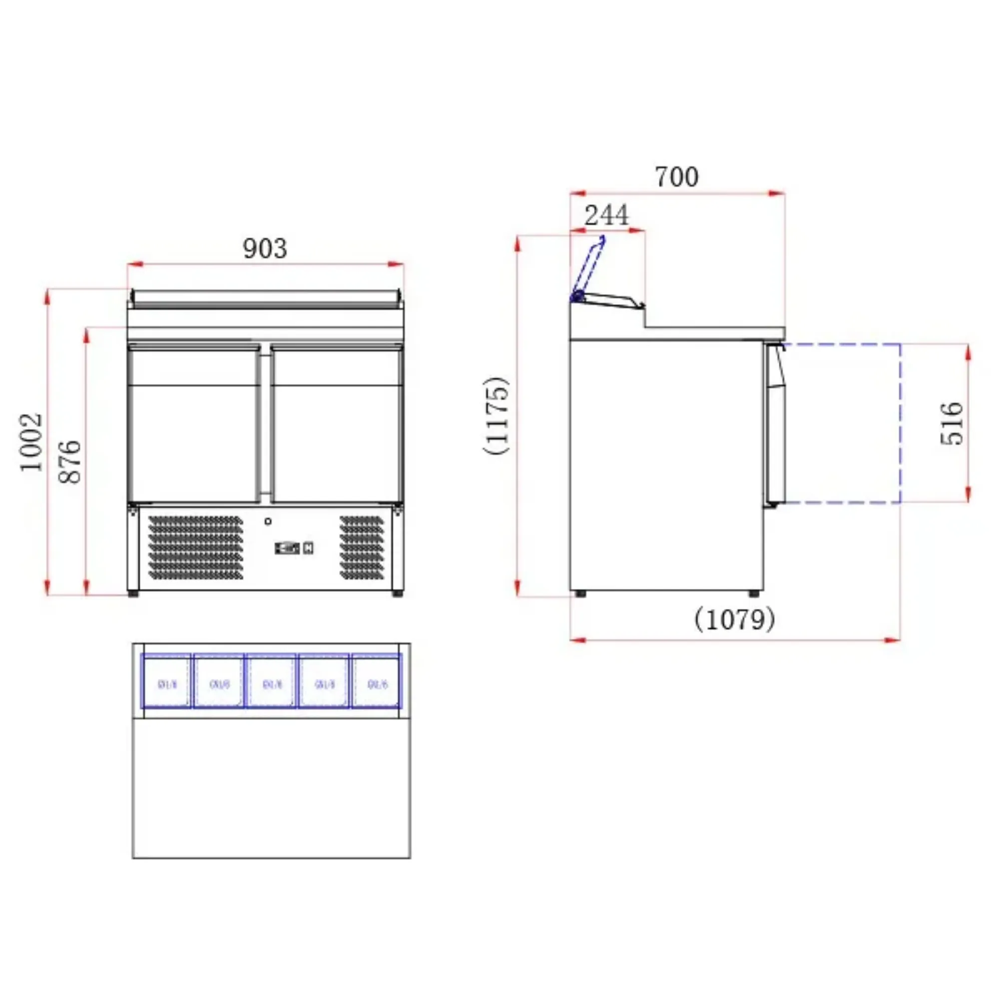 Picture of BLIZZARD Compact Double Door Counter Refrigerator With Raised Collar BCC2EN