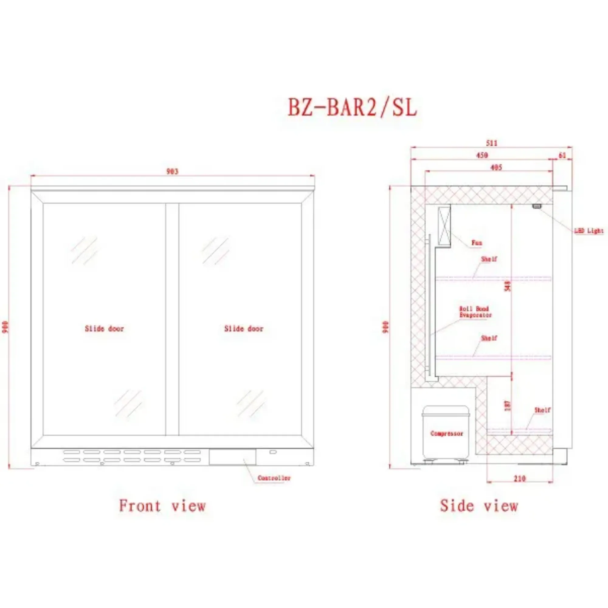 Picture of BLIZZARD Double Sliding Glass Door Bottle Cooler Black BAR2SL