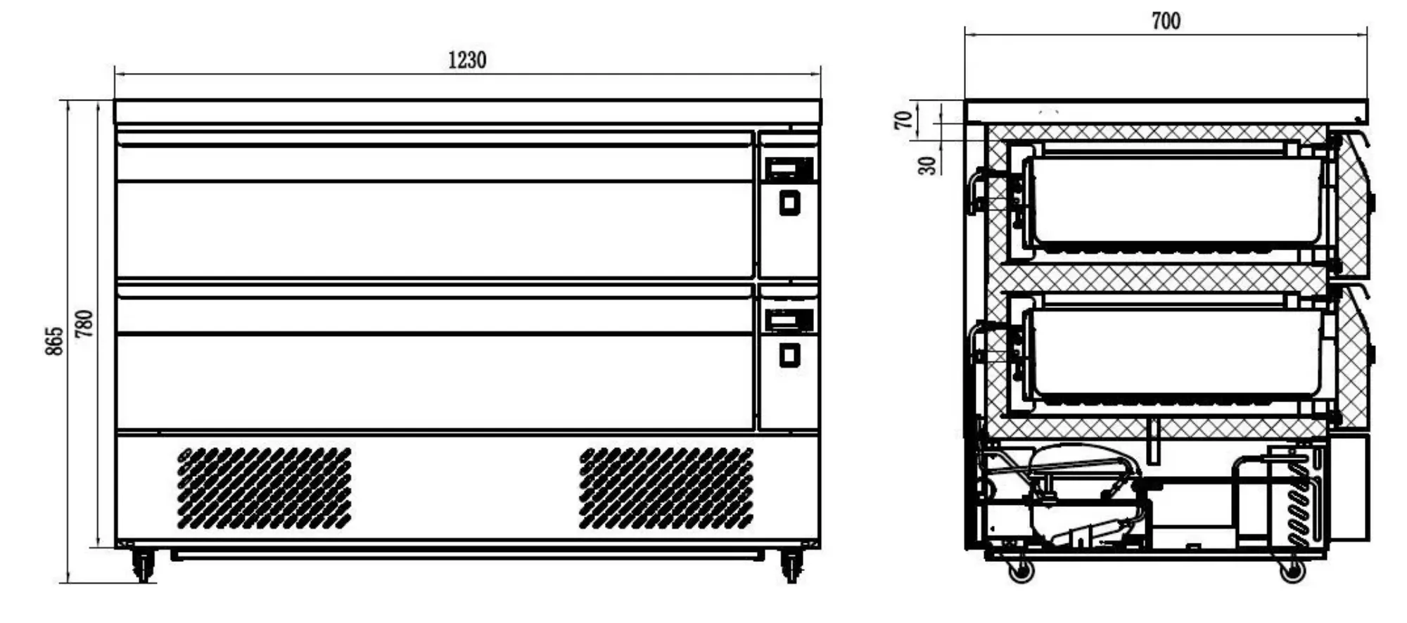 Picture of CombiSteel Refrigerated/Freezer Counter 2 Drawers 6X 1/1GN