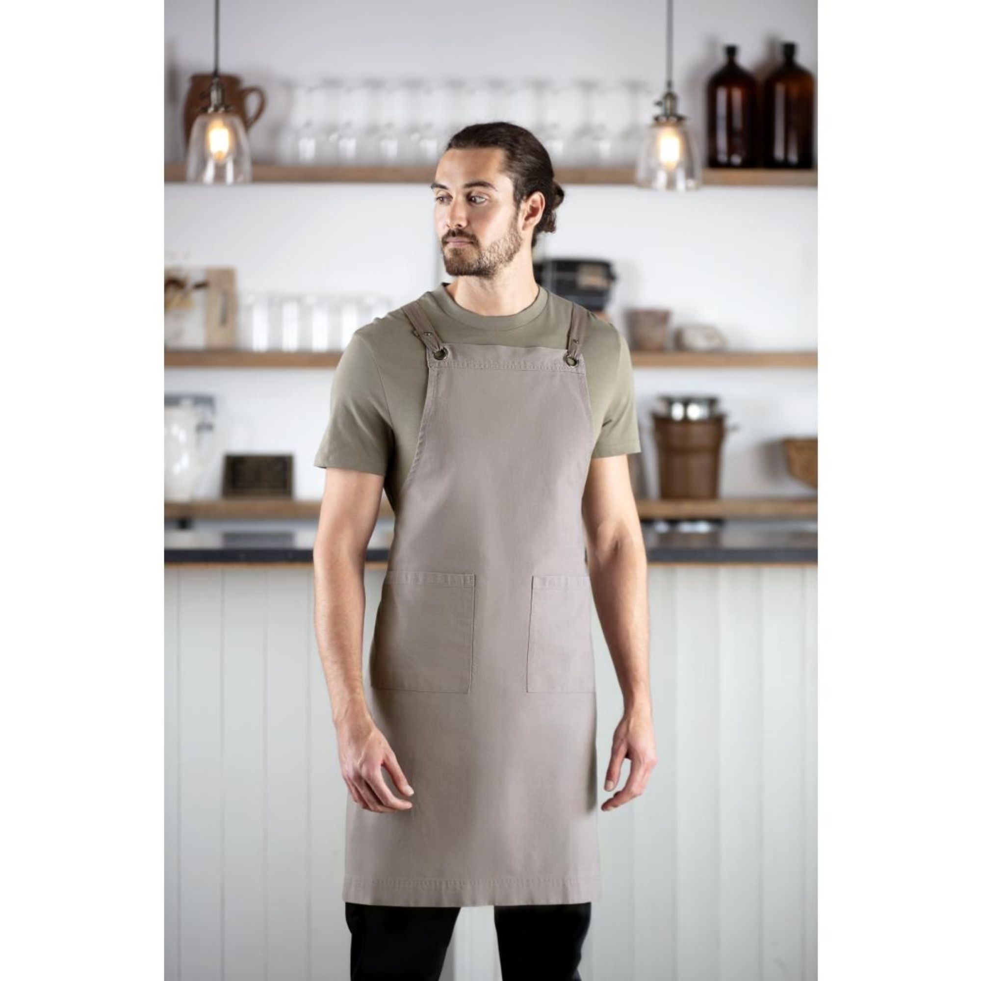 Picture of Southside Cotton Canvas Bib Apron Washed Grey - BB687