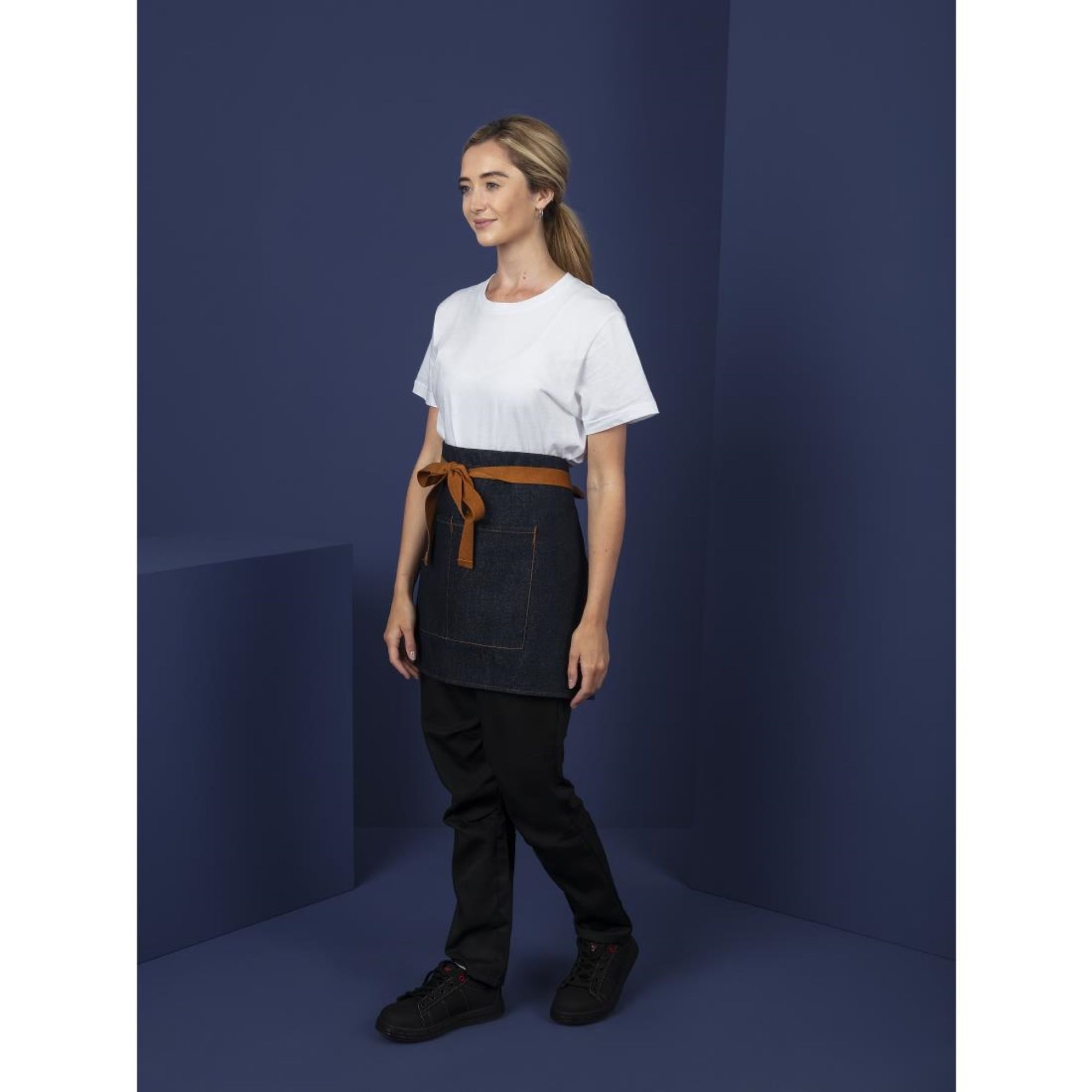 Picture of Southside Waist Apron Denim Blue Tan Ties