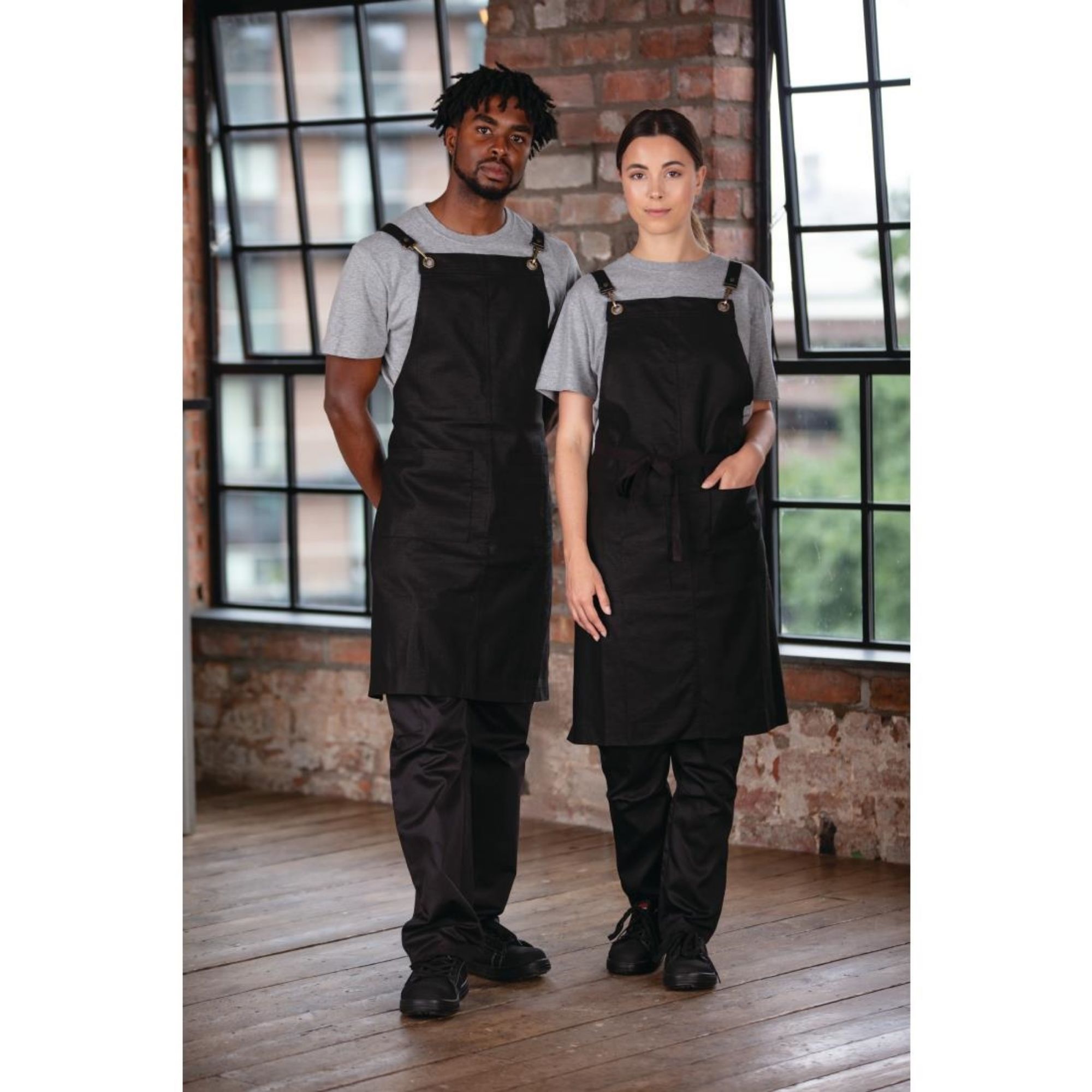 Picture of Southside Linen Blend Bib Apron Black - BB691
