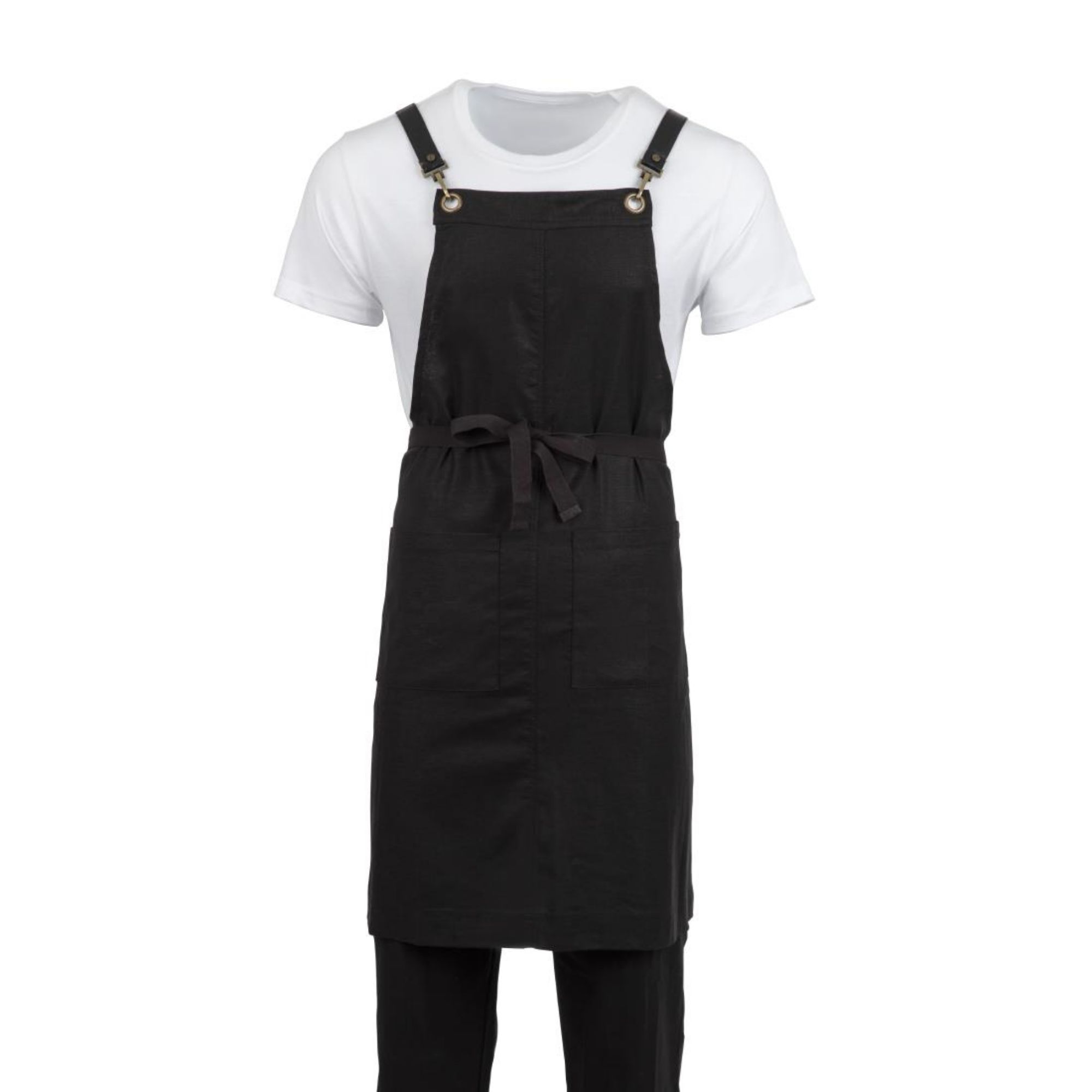 Picture of Southside Linen Blend Bib Apron Black