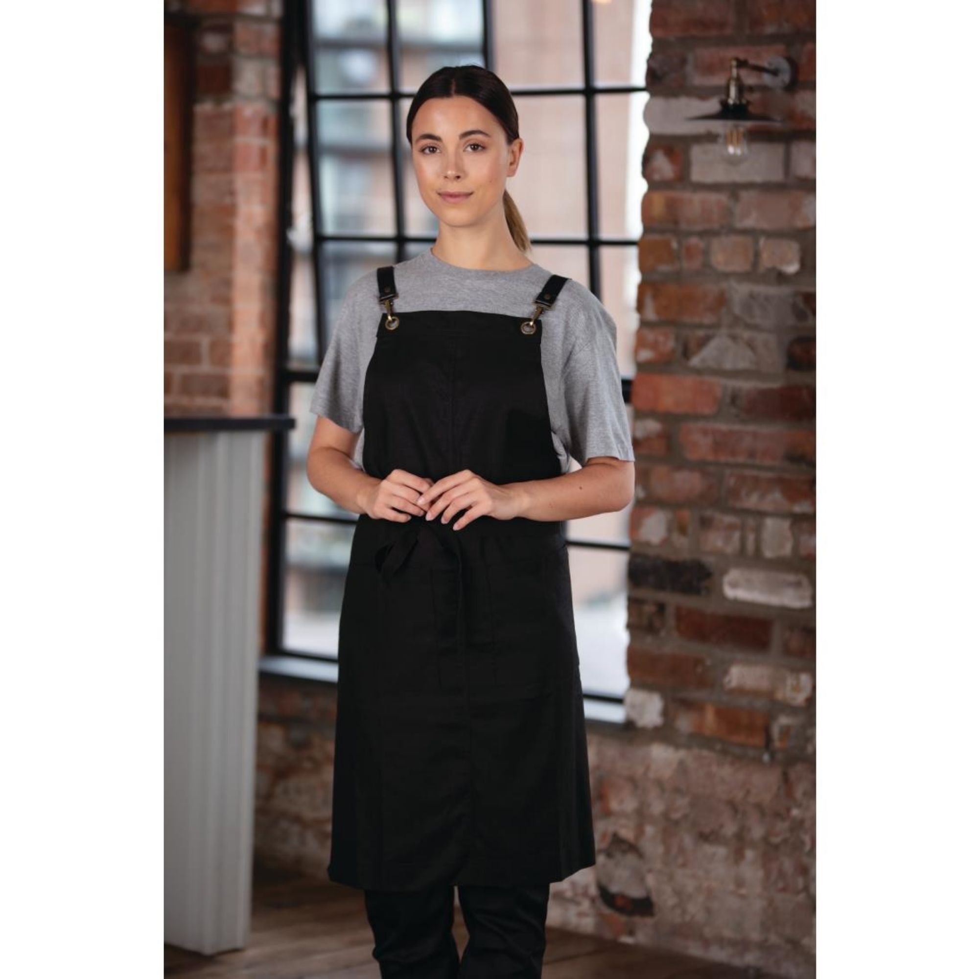 Picture of Southside Linen Blend Bib Apron Black