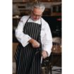 Picture of Chef Works Premium Woven Bib Apron Black and White Stripe - B248