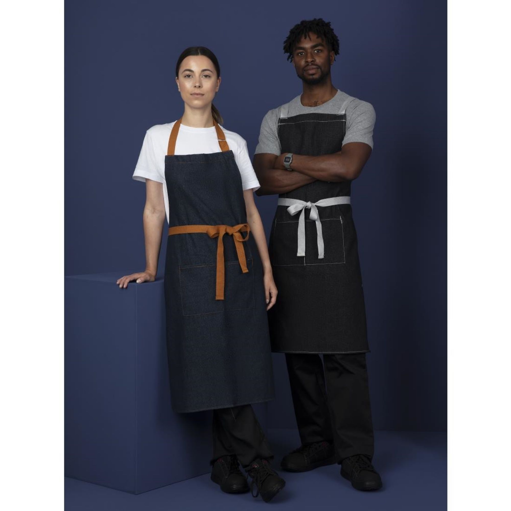Picture of Southside Bistro Apron Denim-Blue With Tan Ties