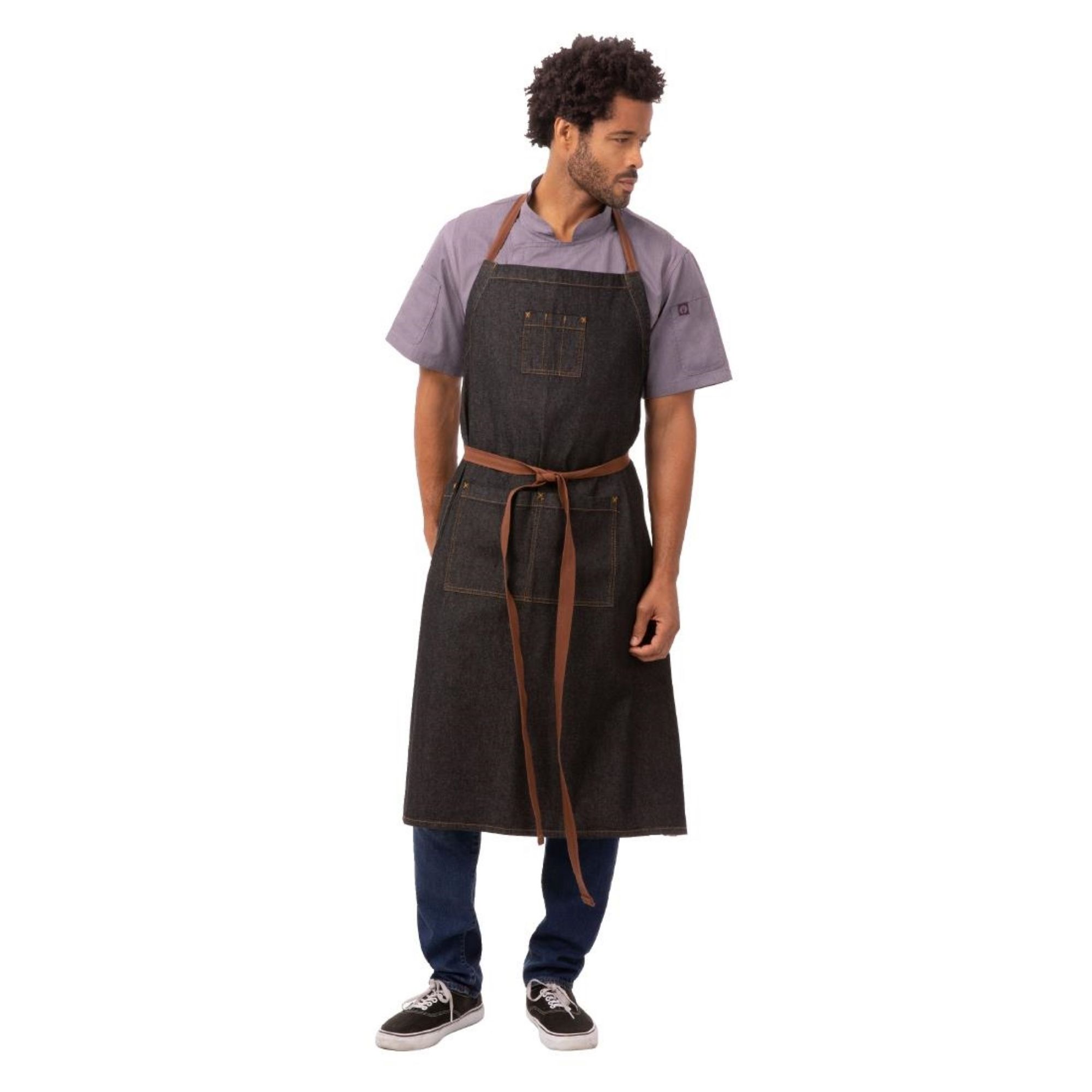 Picture of Chef Works Urban Memphis Wide Bib Apron Black - B340