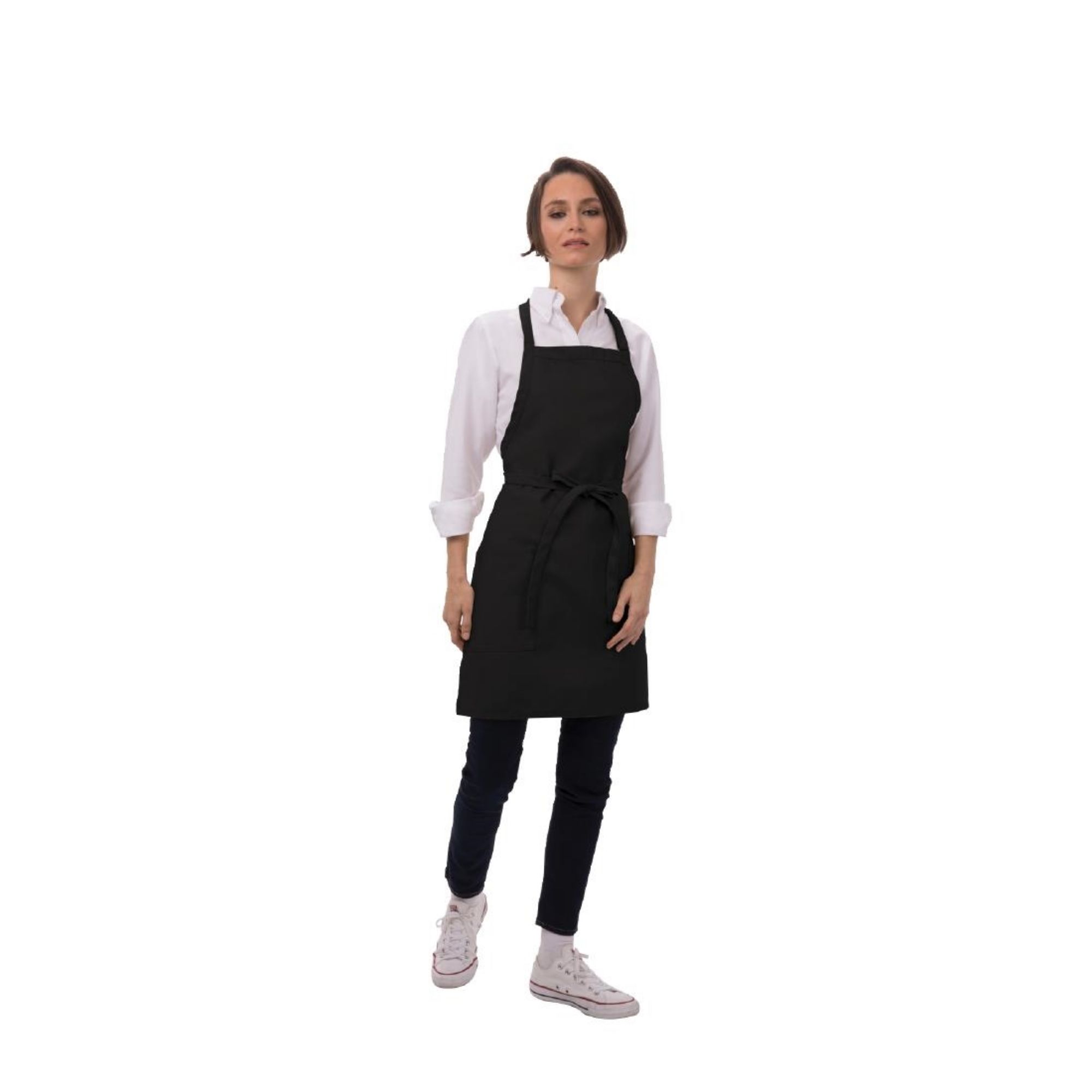 Picture of Chef Works Two Patch Pocket Bib Apron Black - B780