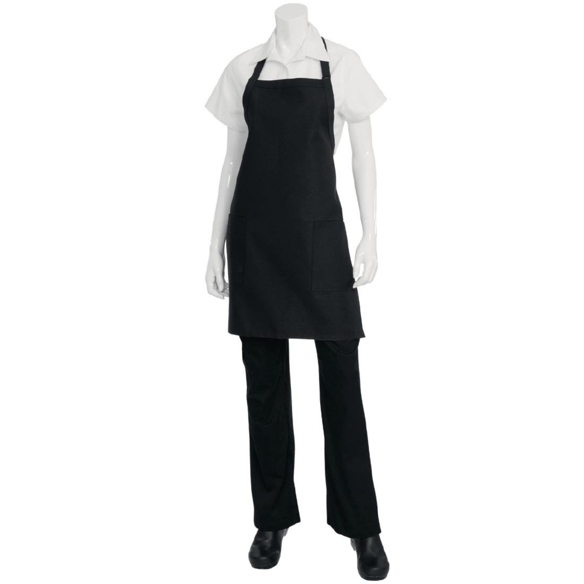 Picture of Chef Works Two Patch Pocket Bib Apron Black